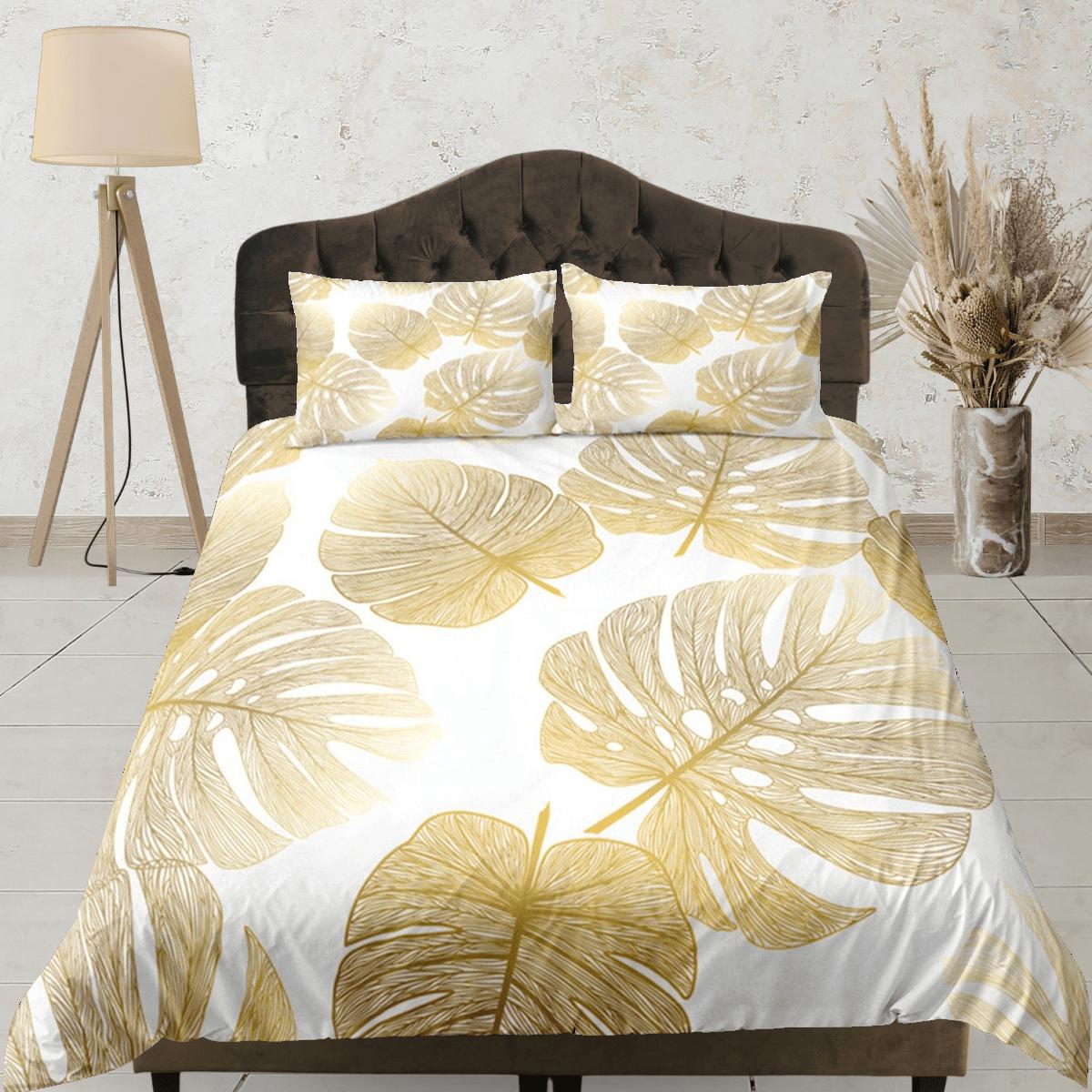 daintyduvet Gold Tropical Duvet Cover Set, Bedspread Dorm Bedding, Summer Bedroom