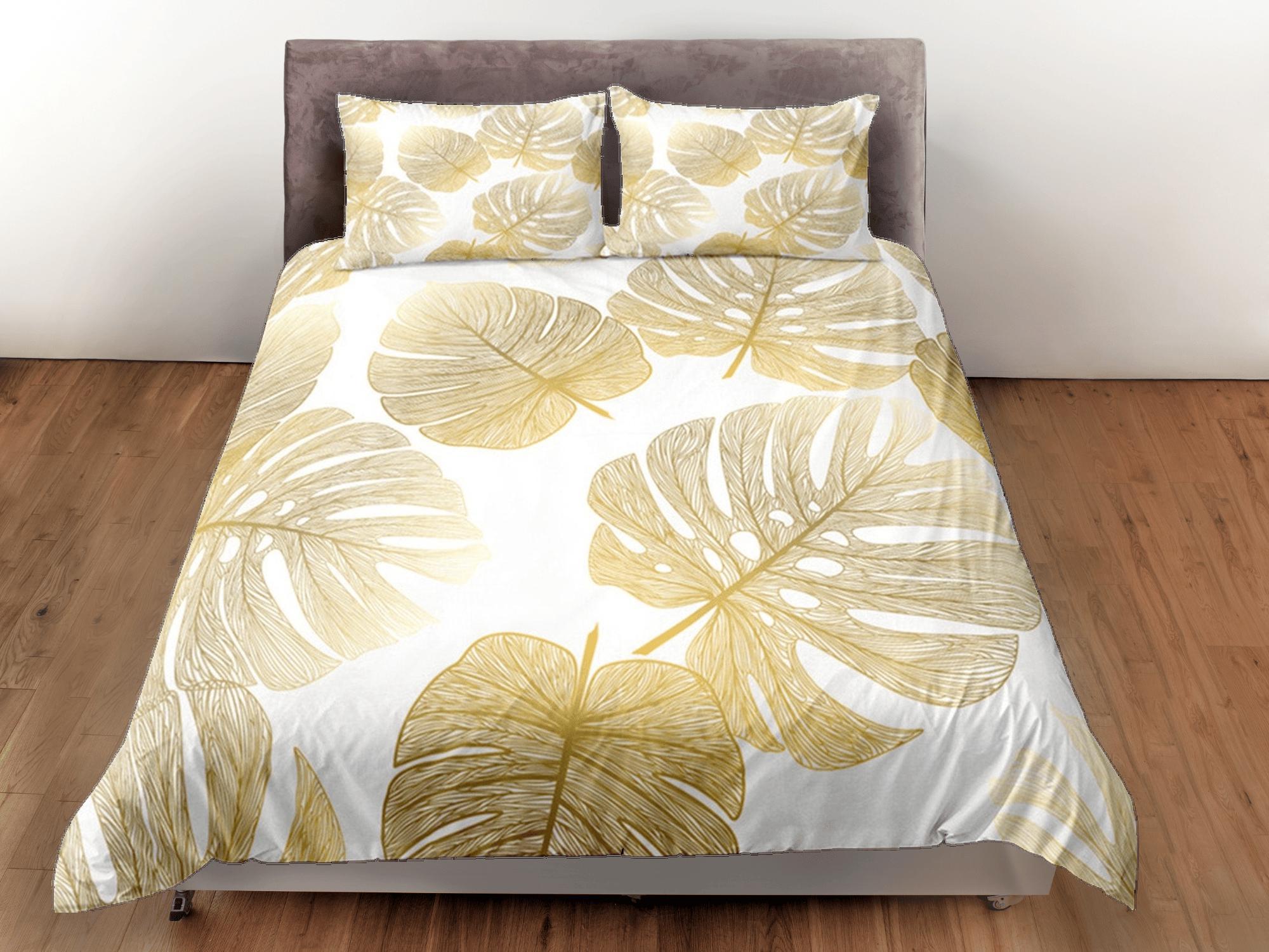 daintyduvet Gold Tropical Duvet Cover Set, Bedspread Dorm Bedding, Summer Bedroom