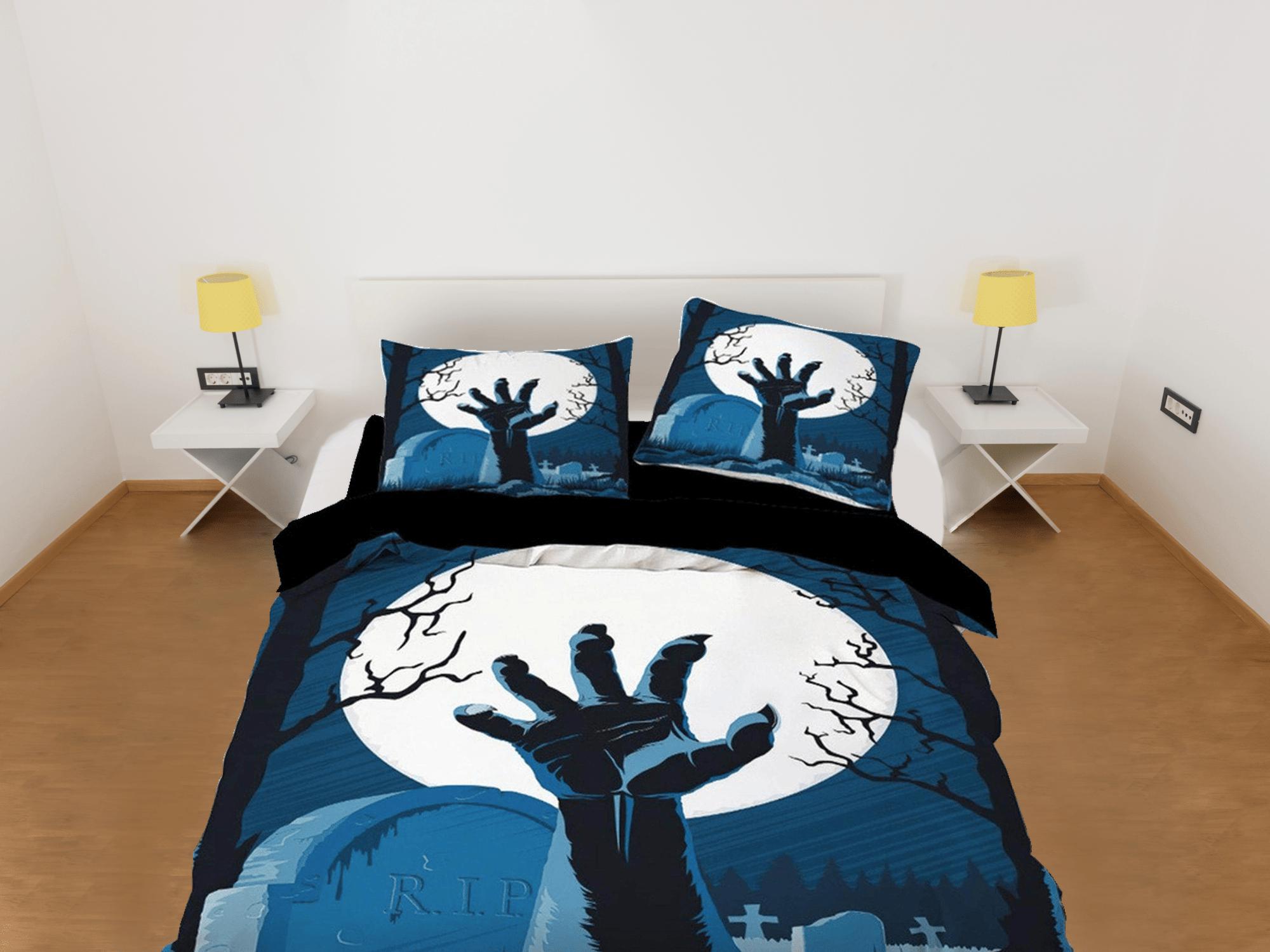 daintyduvet Graveyard zombie awakening hands halloween full size bedding & pillowcase, duvet cover set dorm bedding, toddler bedding, halloween gift