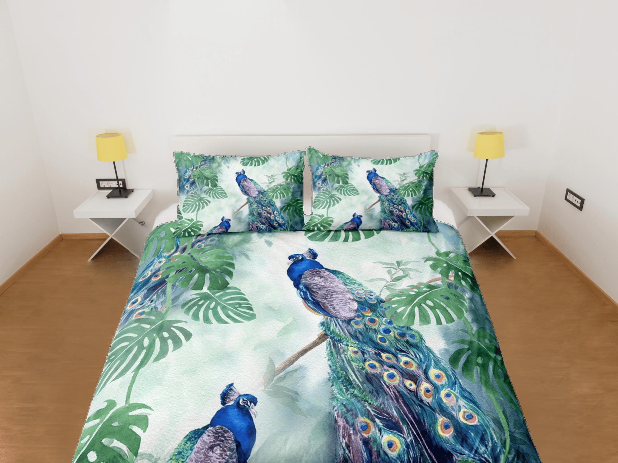 daintyduvet green duvet peacock decor aesthetic bedding set full, luxury duvet cover queen, king, boho duvet, designer bedding, maximalist bedspread