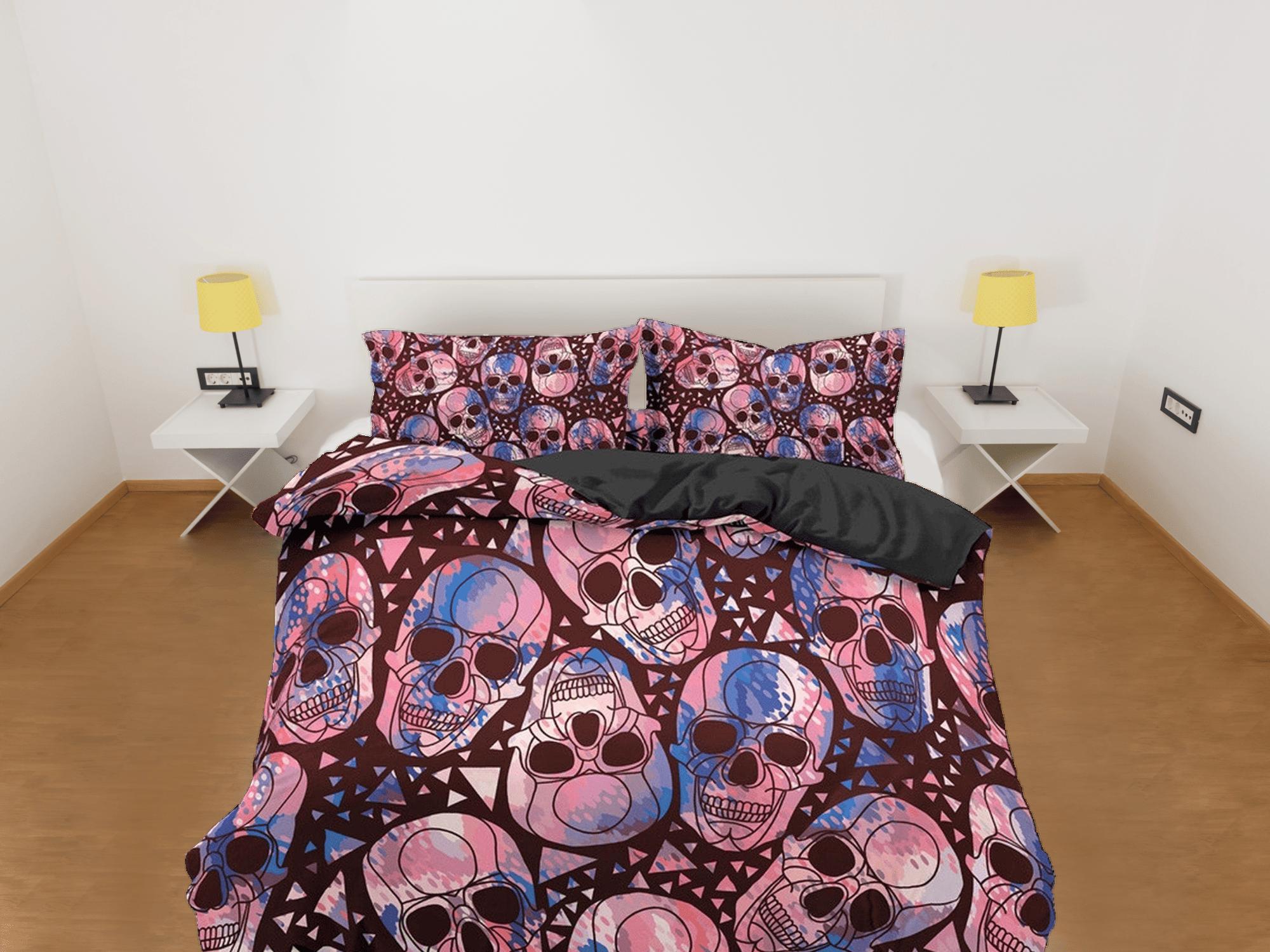 daintyduvet Halloween Bedding Colorful Skulls Duvet Cover Set Bedspread, Dorm Bedding with Pillowcase, Halloween Gift Teens Kids Adults, Halloween Gift