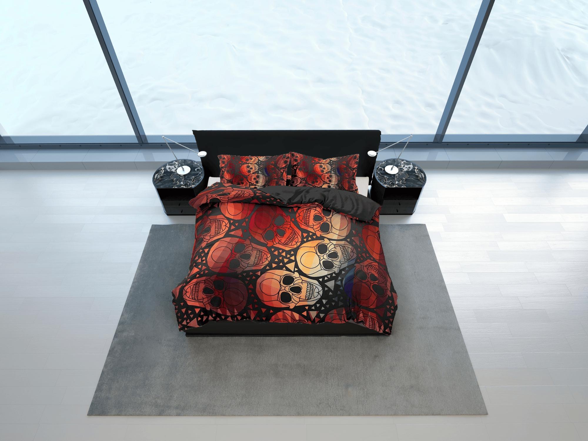 daintyduvet Halloween Bedding Colorful Skulls Duvet Cover Set Bedspread, Dorm Bedding with Pillowcase, Halloween Gift Teens Kids Adults, Halloween Gift