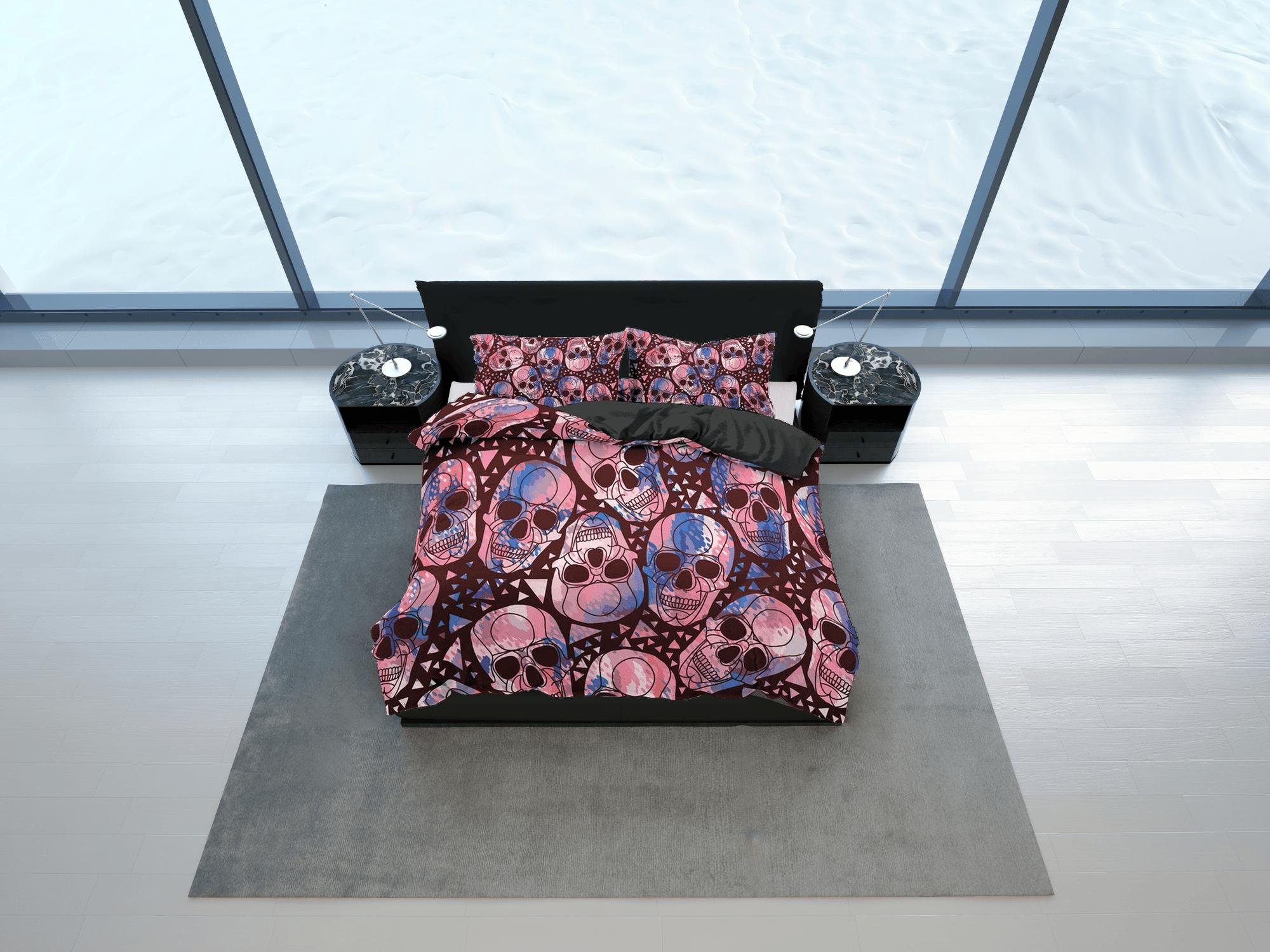 daintyduvet Halloween Bedding Colorful Skulls Duvet Cover Set Bedspread, Dorm Bedding with Pillowcase, Halloween Gift Teens Kids Adults, Halloween Gift