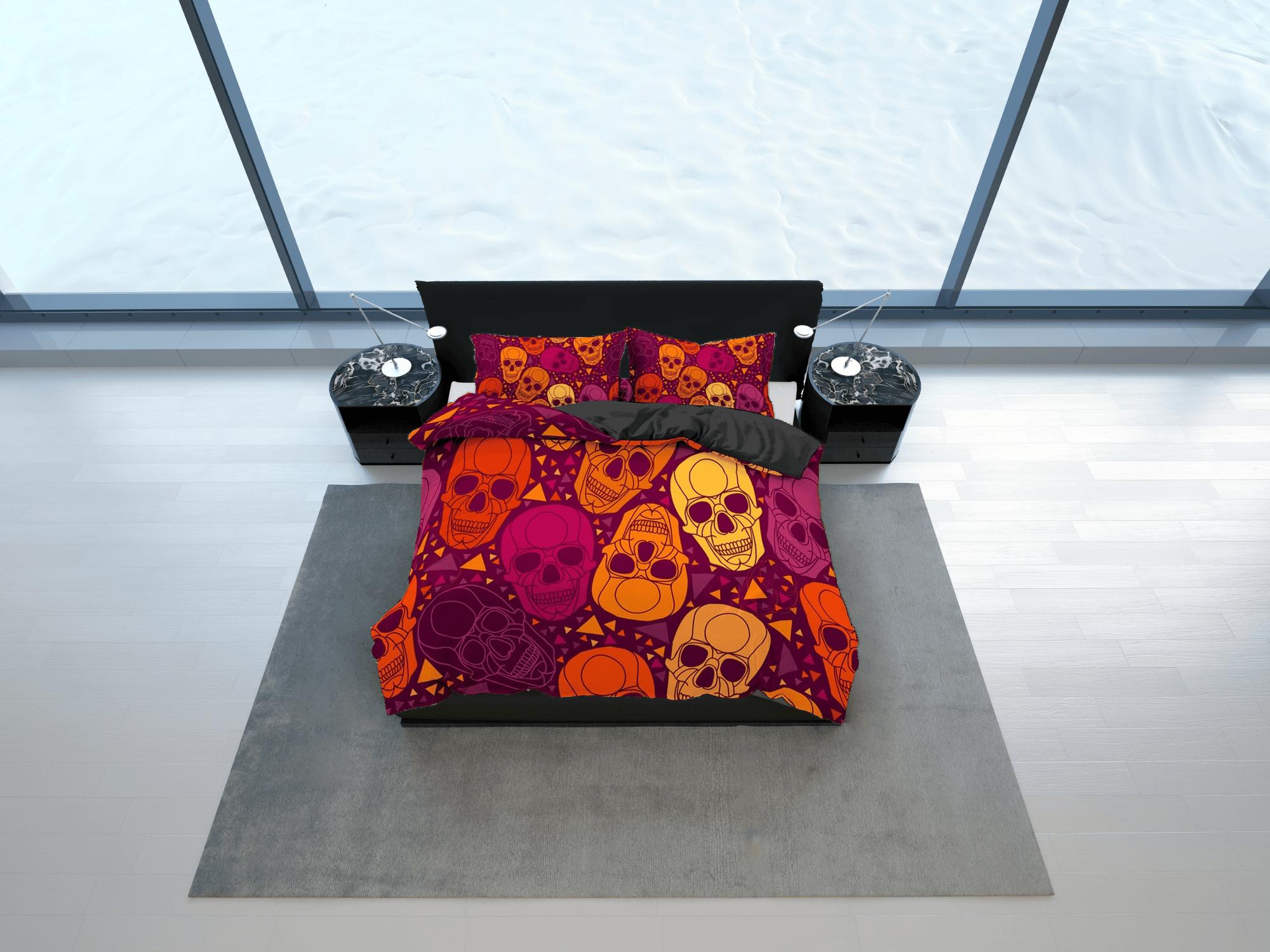 daintyduvet Halloween Bedding Colorful Skulls Duvet Cover Set Bedspread, Dorm Bedding with Pillowcase, Halloween Gift Teens Kids Adults, Halloween Gift