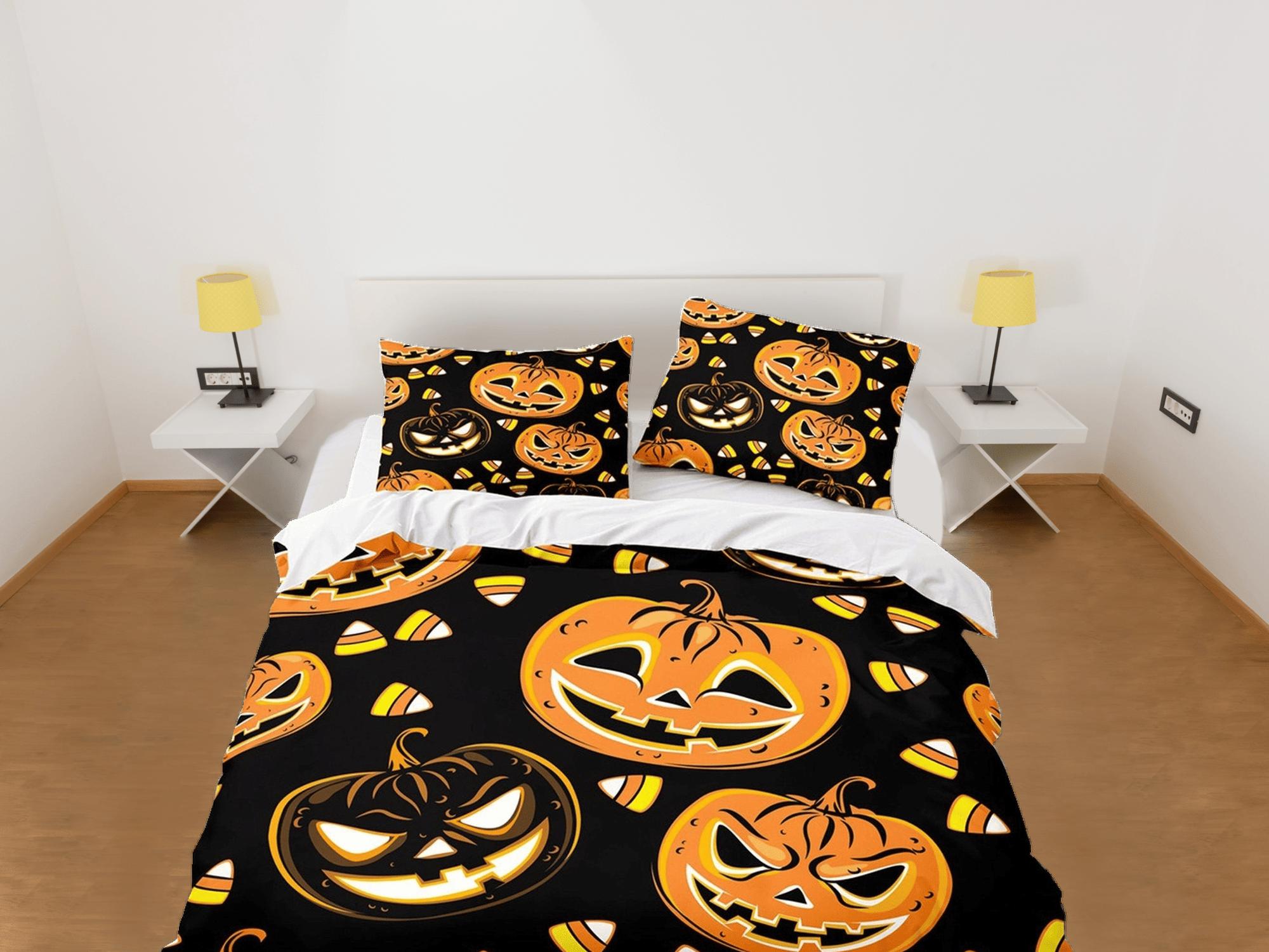 daintyduvet Halloween pumpkin bedding set full & pillowcase, black duvet cover dorm bedding, halloween decor, nursery toddler bedding, halloween gift