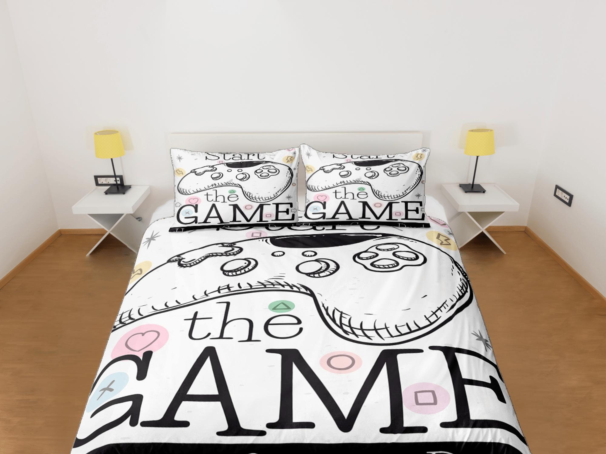 daintyduvet Happy gamer day bedding duvet cover, video gamer boyfriend gift bedding set full king queen twin, boys bedroom, college dorm bedding