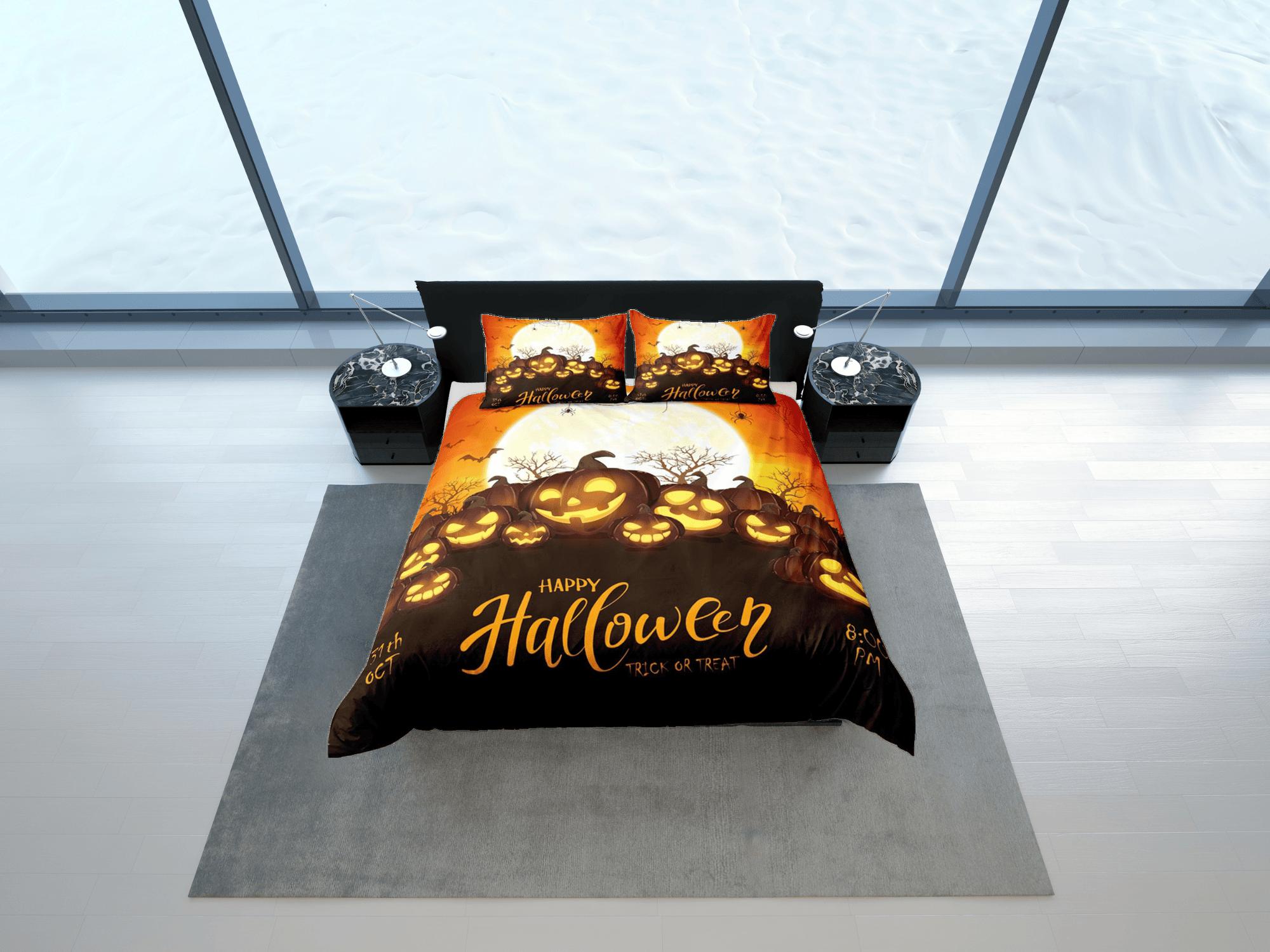 daintyduvet Happy Halloween bedding & pillowcase, gothic duvet cover, dorm bedding, halloween decor goth bedding, halloween gift, toddler bedding