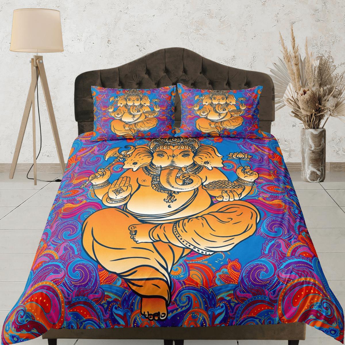 daintyduvet Hindu Gift Duvet Cover Set Ganesha God Elephant Indian Bedding Set