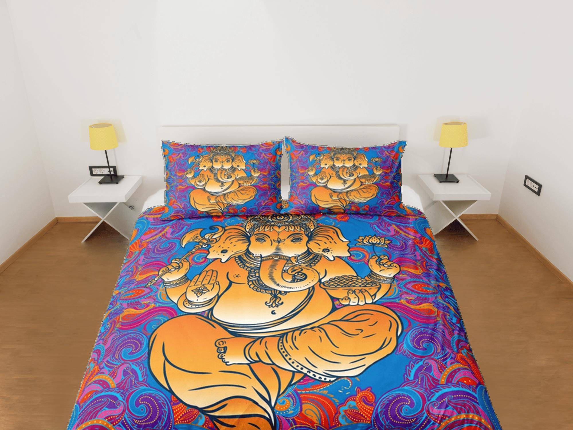 daintyduvet Hindu Gift Duvet Cover Set Ganesha God Elephant Indian Bedding Set