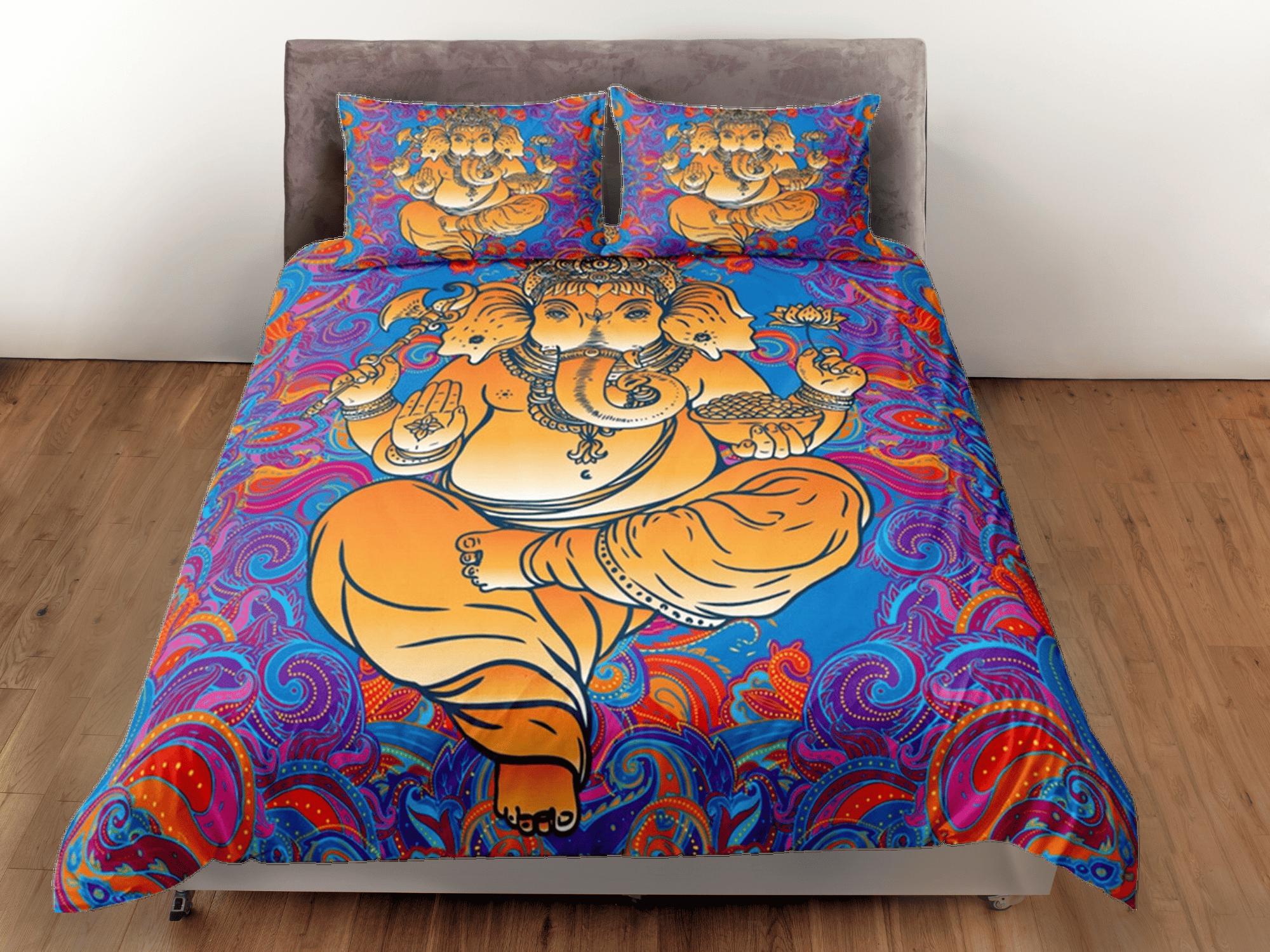 daintyduvet Hindu Gift Duvet Cover Set Ganesha God Elephant Indian Bedding Set