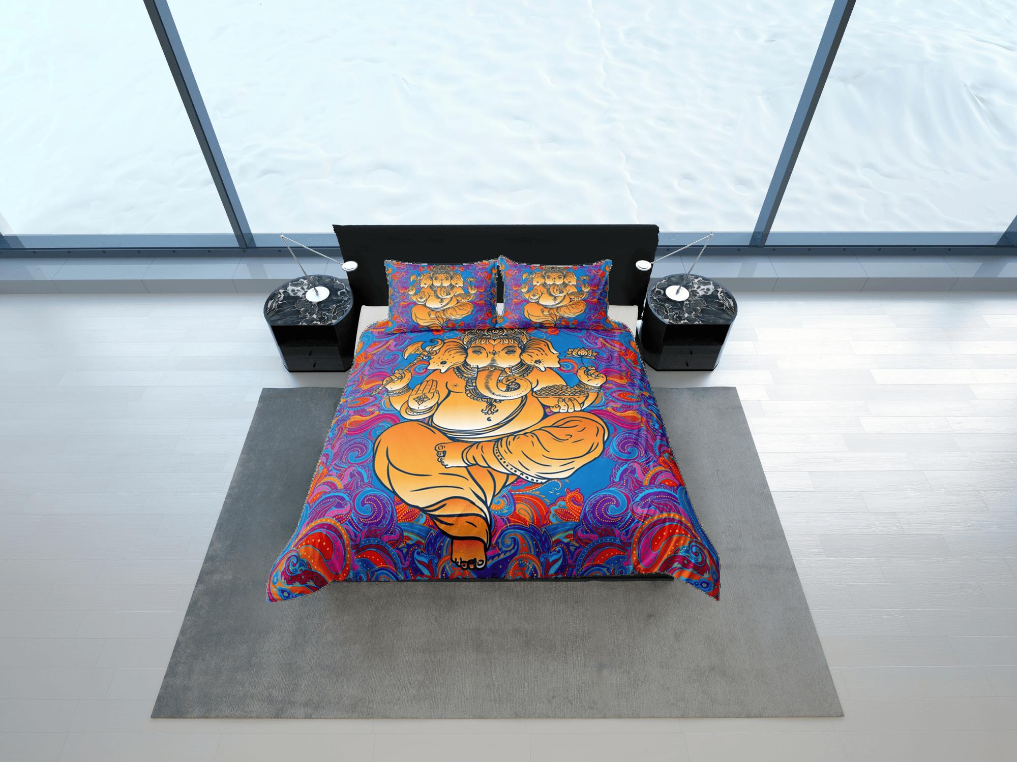 daintyduvet Hindu Gift Duvet Cover Set Ganesha God Elephant Indian Bedding Set