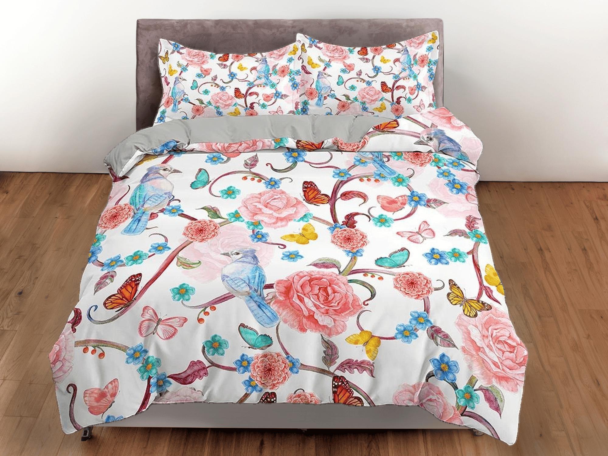 daintyduvet Hummingbird bedding, floral duvet cover queen, king, boho duvet, designer bedding, aesthetic bedding, maximalist full size bedding