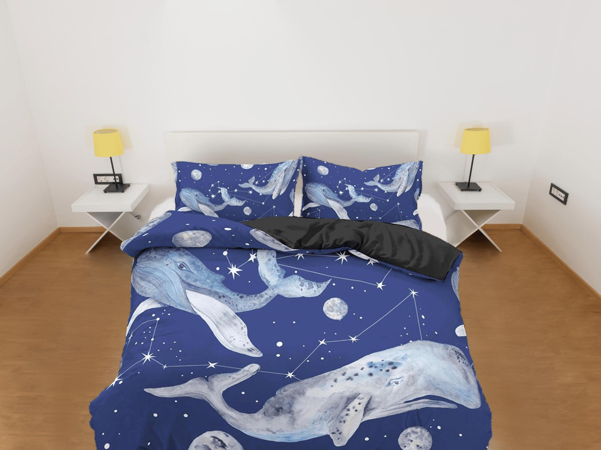 daintyduvet Humpback whale stars galaxy bedding duvet cover, ocean blush decor constellation celestial bedding set full king queen twin, dorm bedding