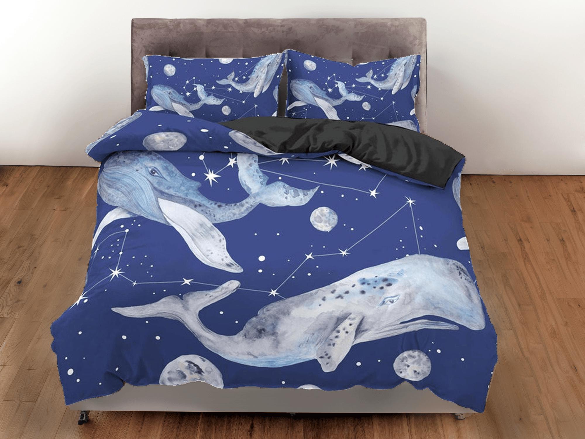 daintyduvet Humpback whale stars galaxy bedding duvet cover, ocean blush decor constellation celestial bedding set full king queen twin, dorm bedding