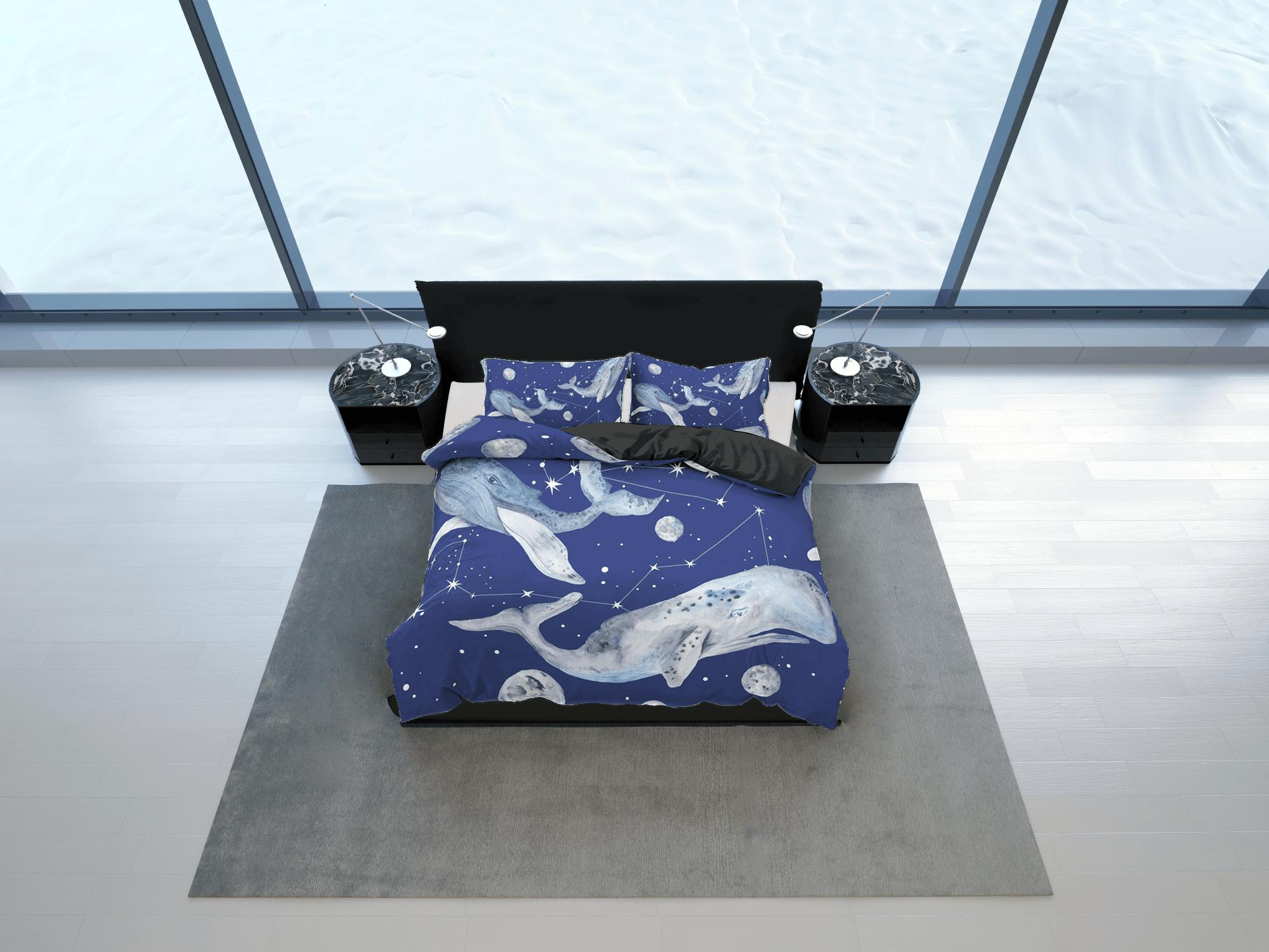 daintyduvet Humpback whale stars galaxy bedding duvet cover, ocean blush decor constellation celestial bedding set full king queen twin, dorm bedding