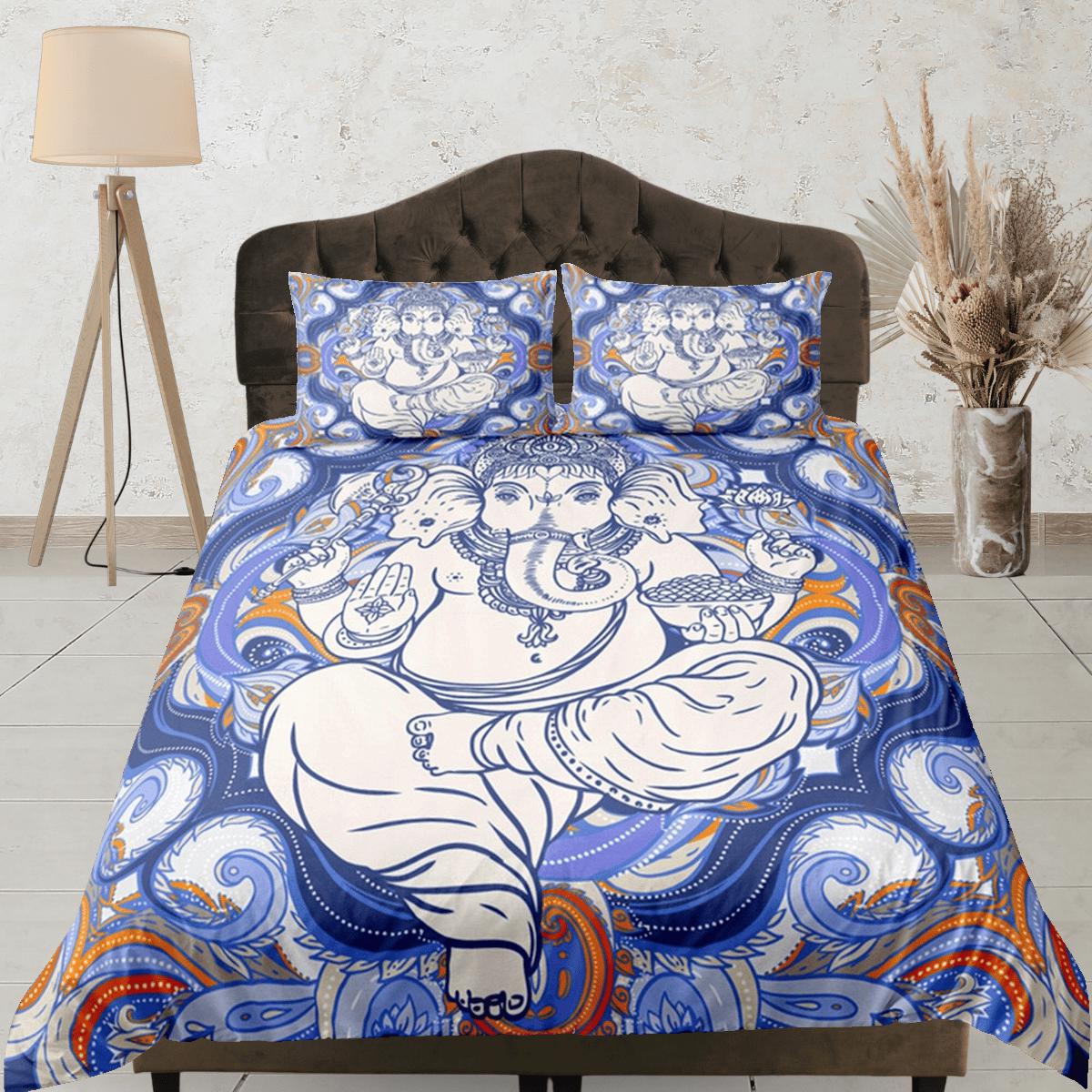 daintyduvet Indian Decor Duvet Cover Set Ganesha, Hindu God Elephant Gift Bedding Set