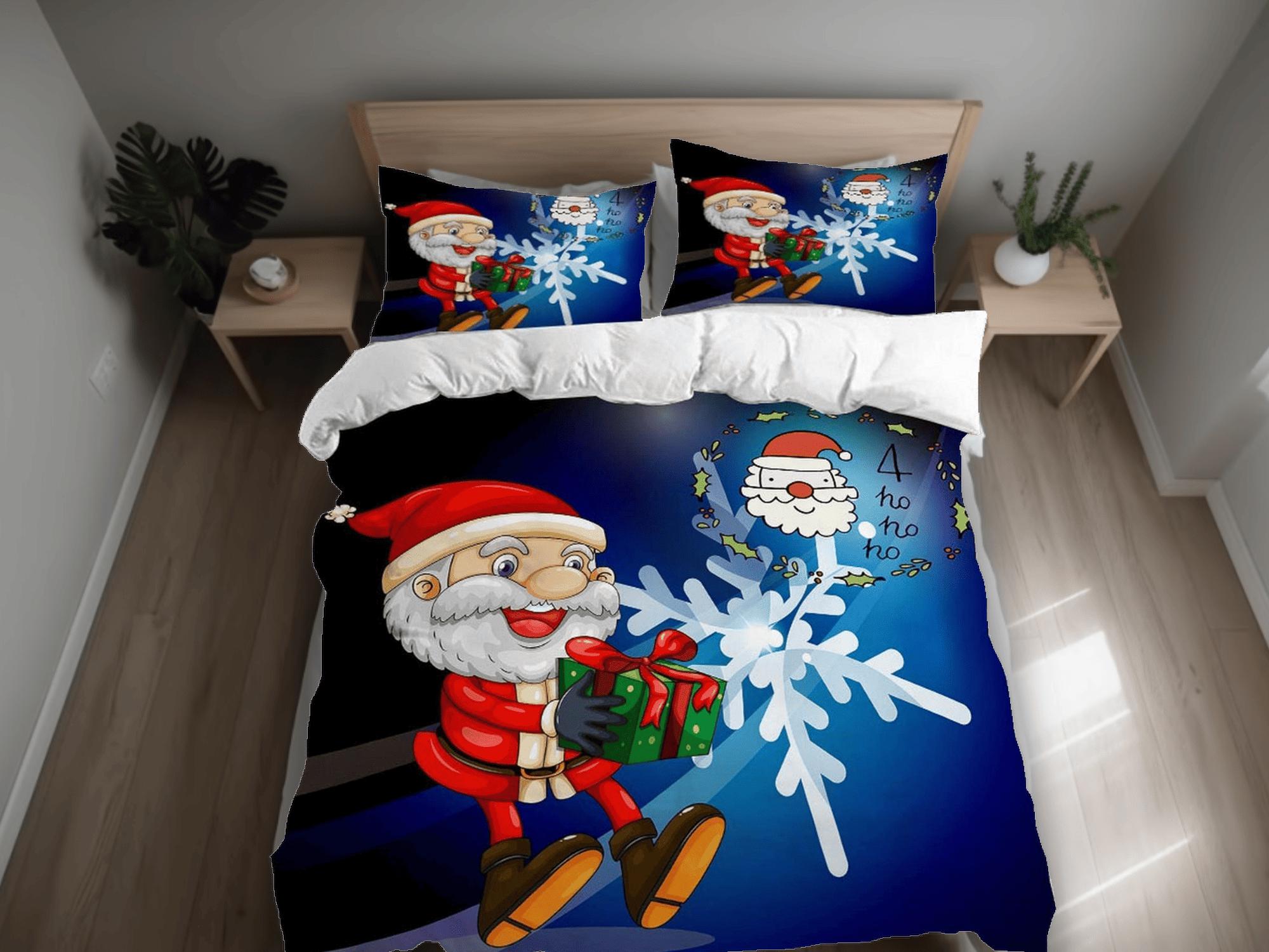 daintyduvet Joyful Santa Claus Christmas bedding & pillowcase holiday gift duvet cover king queen twin toddler bedding baby Christmas farmhouse decor