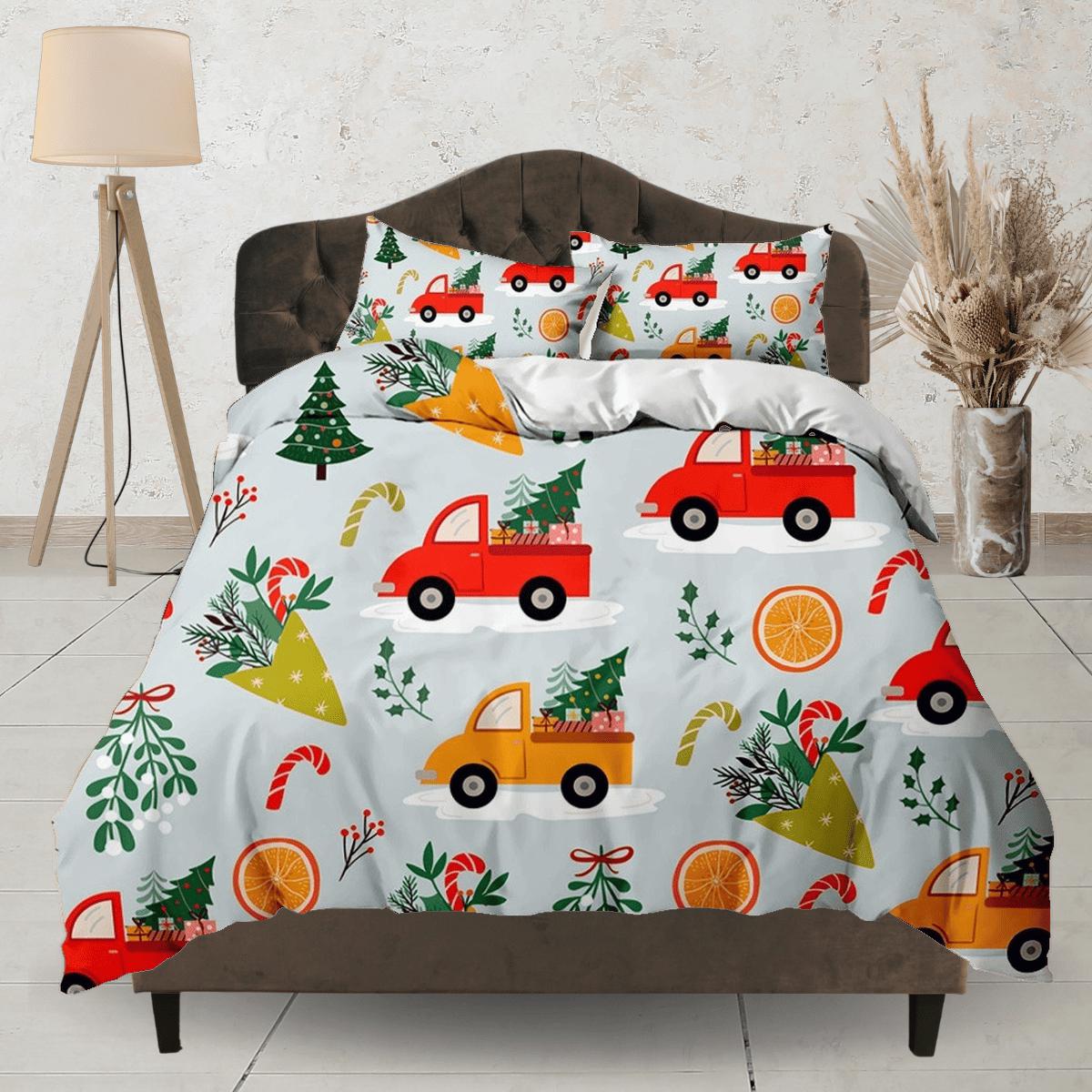 Kids Trucks Christmas bedding pillowcase holiday gift duvet cover ki