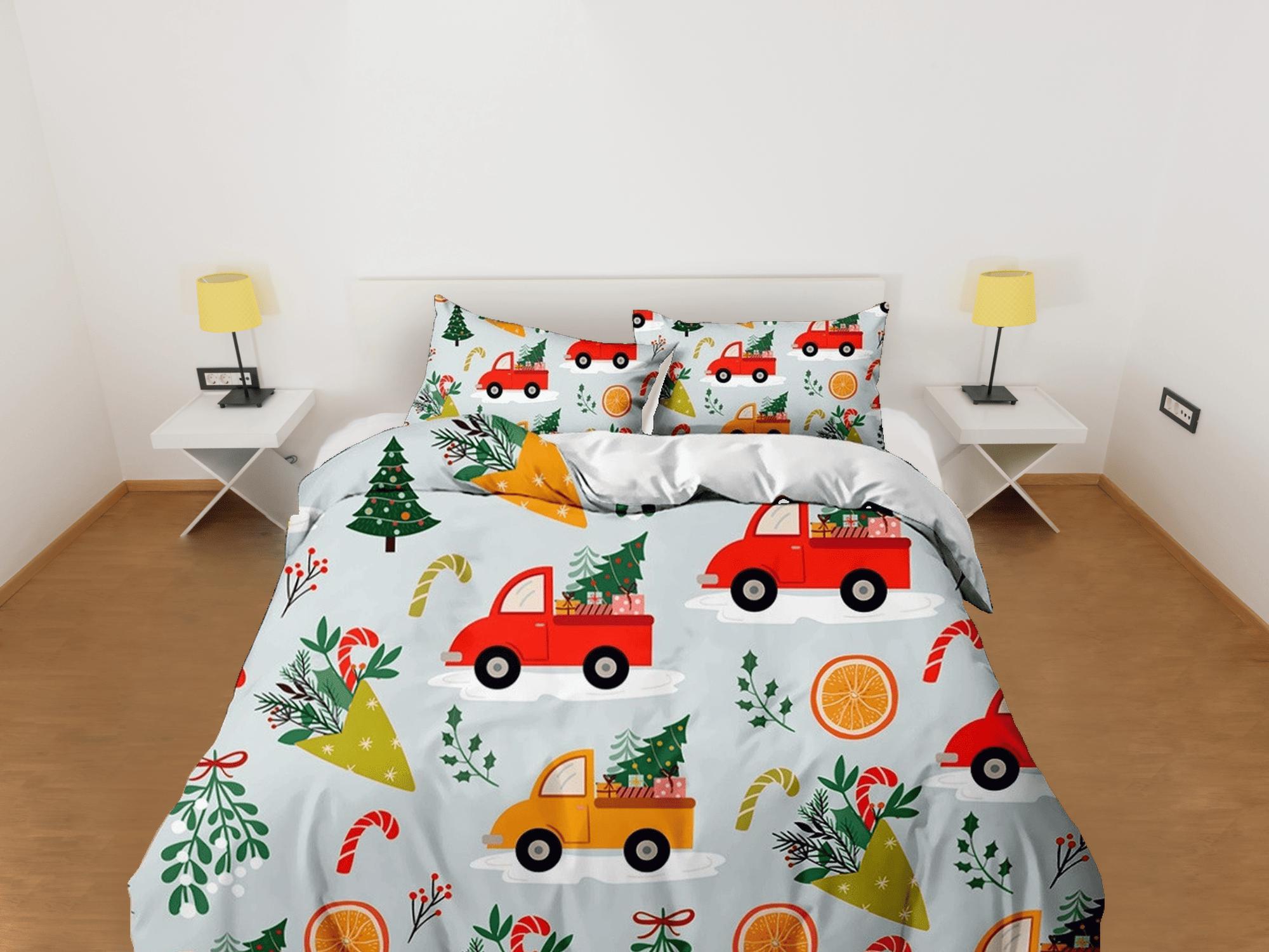 daintyduvet Kids Trucks Christmas bedding & pillowcase holiday gift duvet cover king queen full twin toddler bedding baby Christmas farmhouse decor