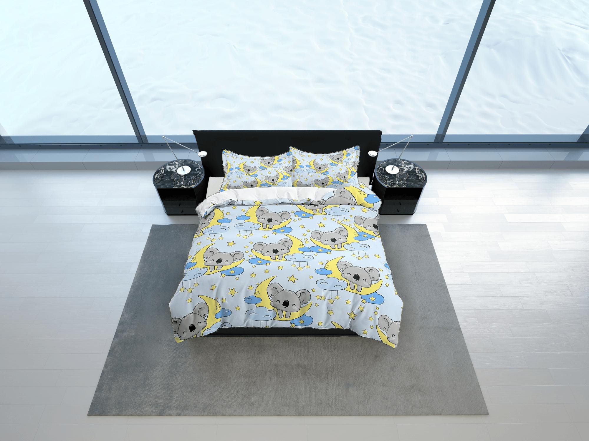 daintyduvet Koala Bear Sleeping in Moon Bedding, Duvet Cover & Pillowcase, Zipper Bedding, Dorm Bedding, Teens Adult Duvet King Queen Full Twin Single