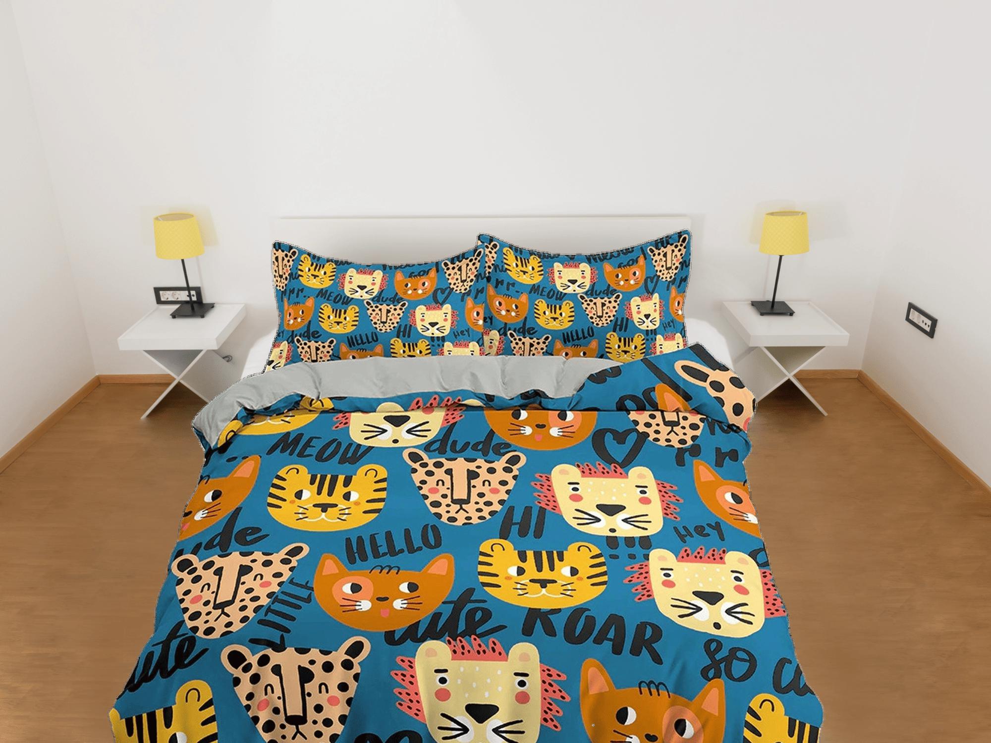 daintyduvet Lion, Cat and Leopard Bedding, Duvet Cover Set & Pillowcase, Zipper Bedding, Dorm Bedding, Teens Adult Duvet King Queen Full Twin Single