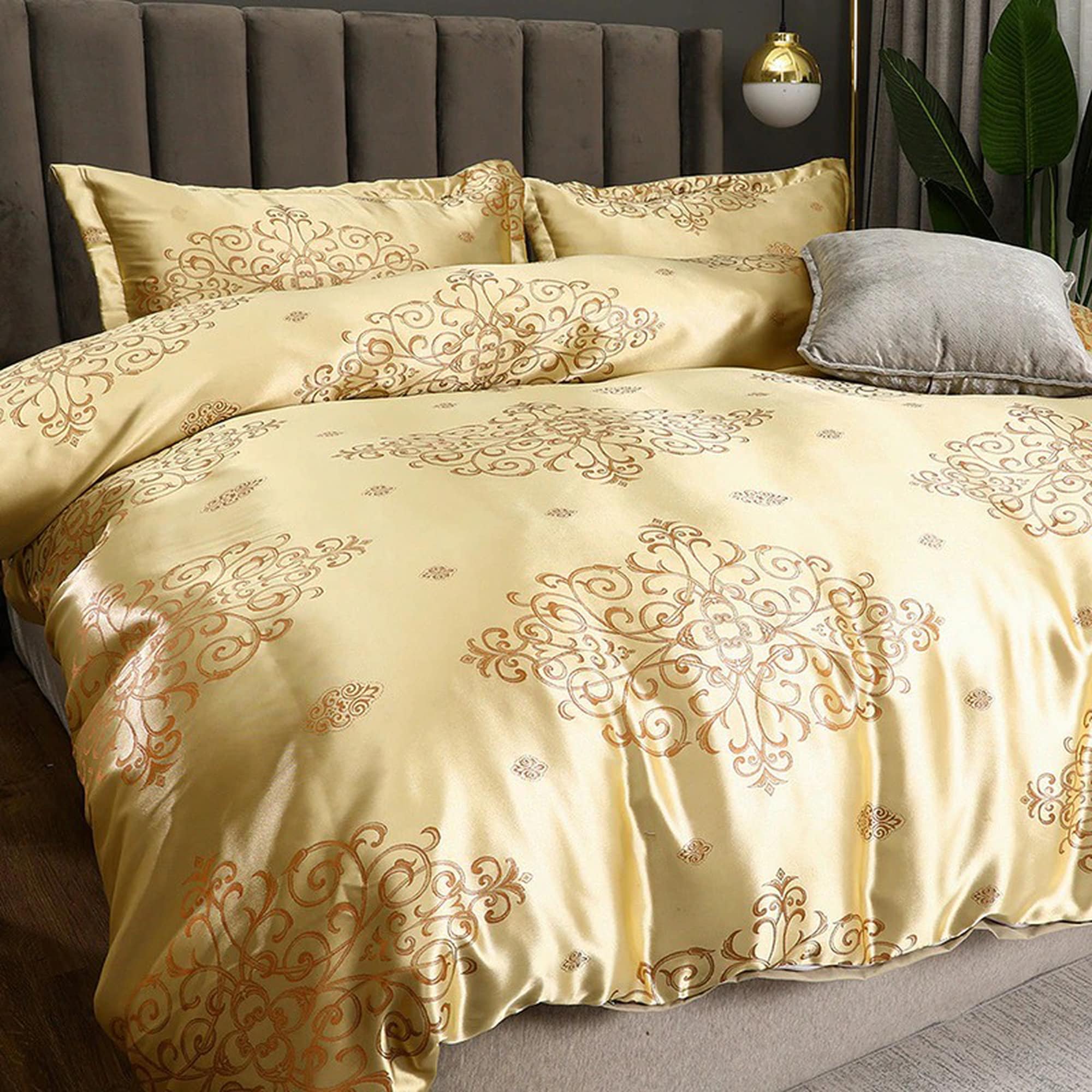 Gold Baroque Chain Lion Bedding Set Luxury Duvet Cover with