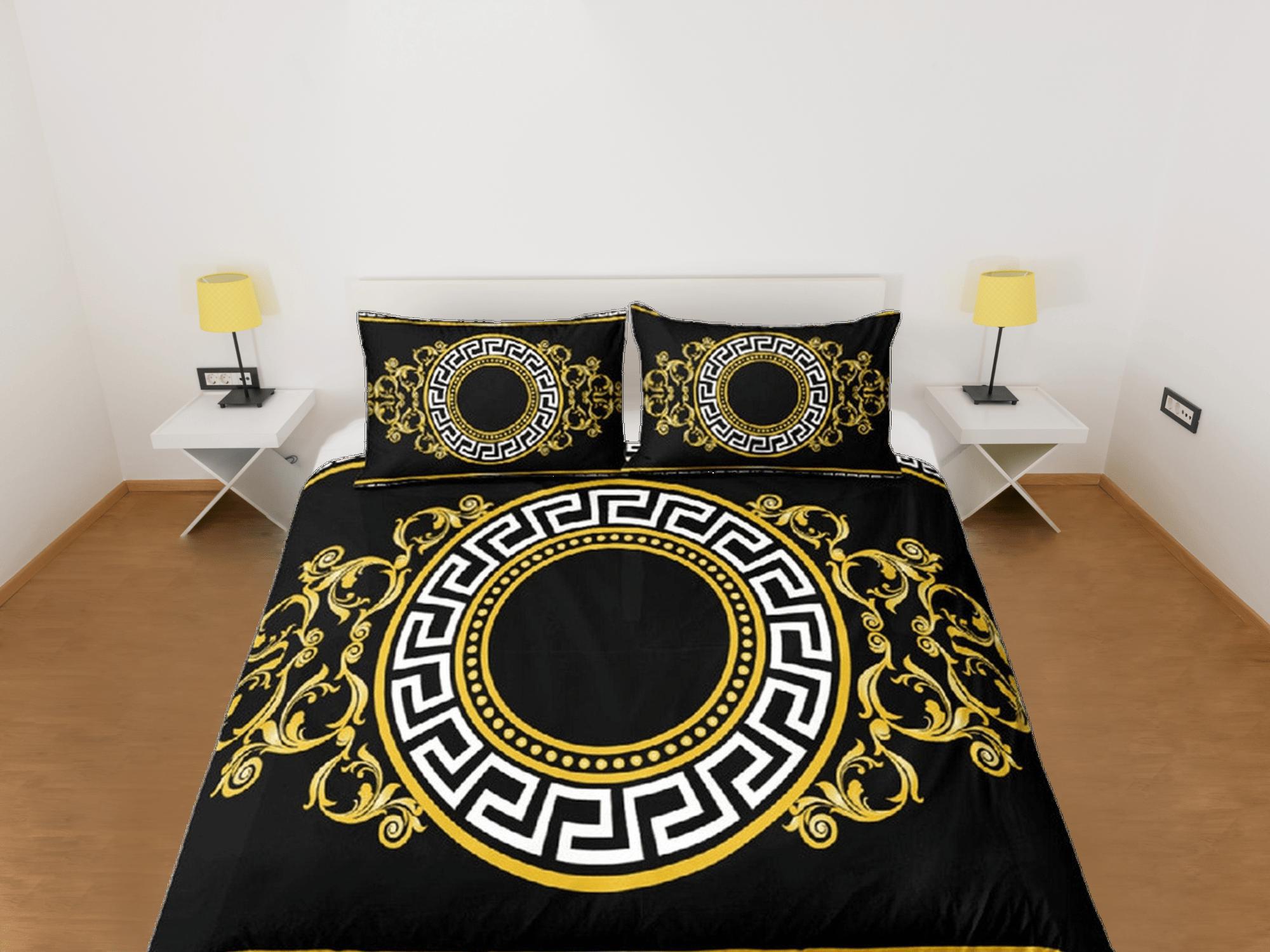 daintyduvet Luxury Bedding Set, Victorian Duvet Cover Set, Baroque Style Duvet Cover with Pillowcase, Black Bedding