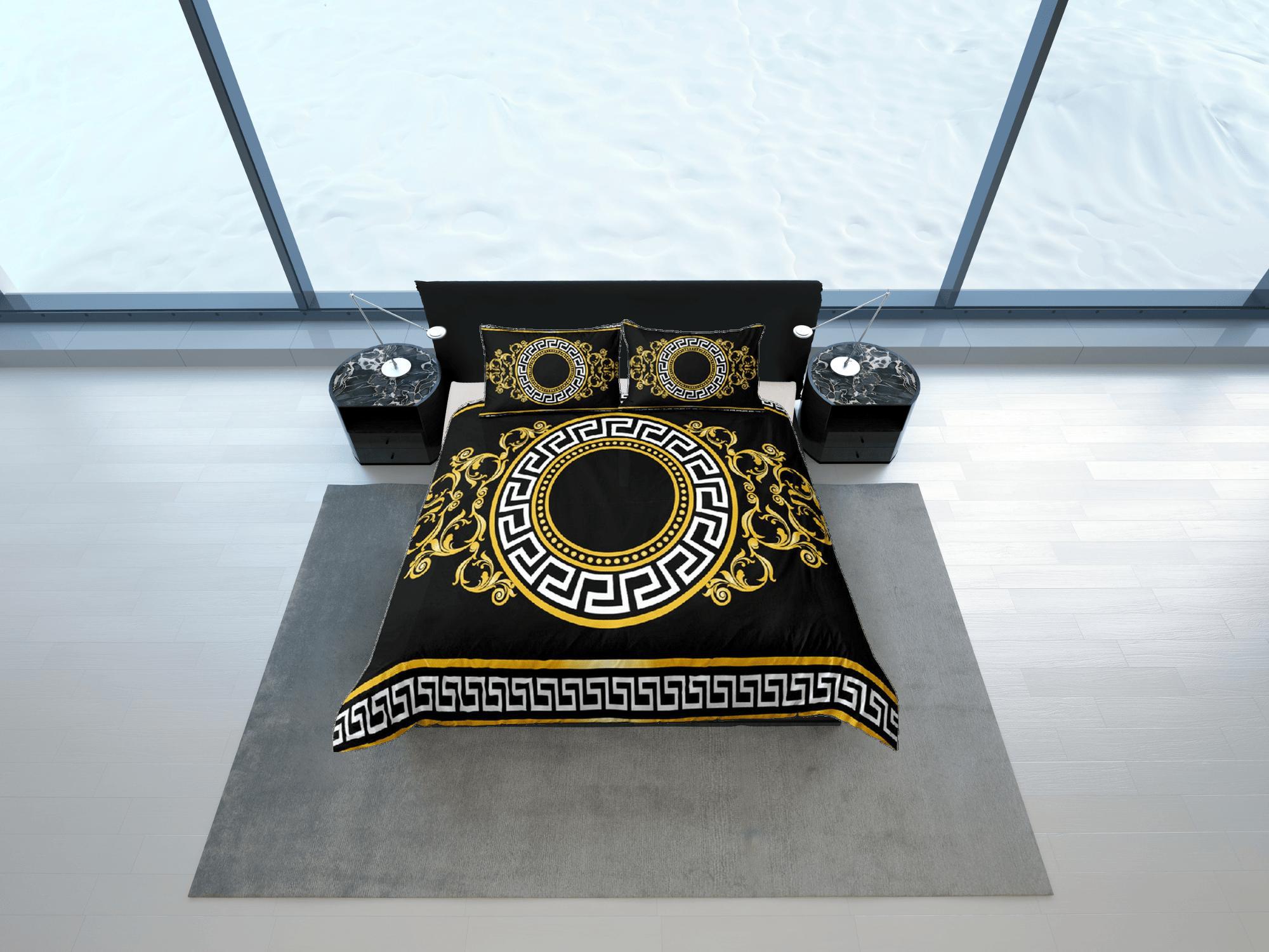 daintyduvet Luxury Bedding Set, Victorian Duvet Cover Set, Baroque Style Duvet Cover with Pillowcase, Black Bedding