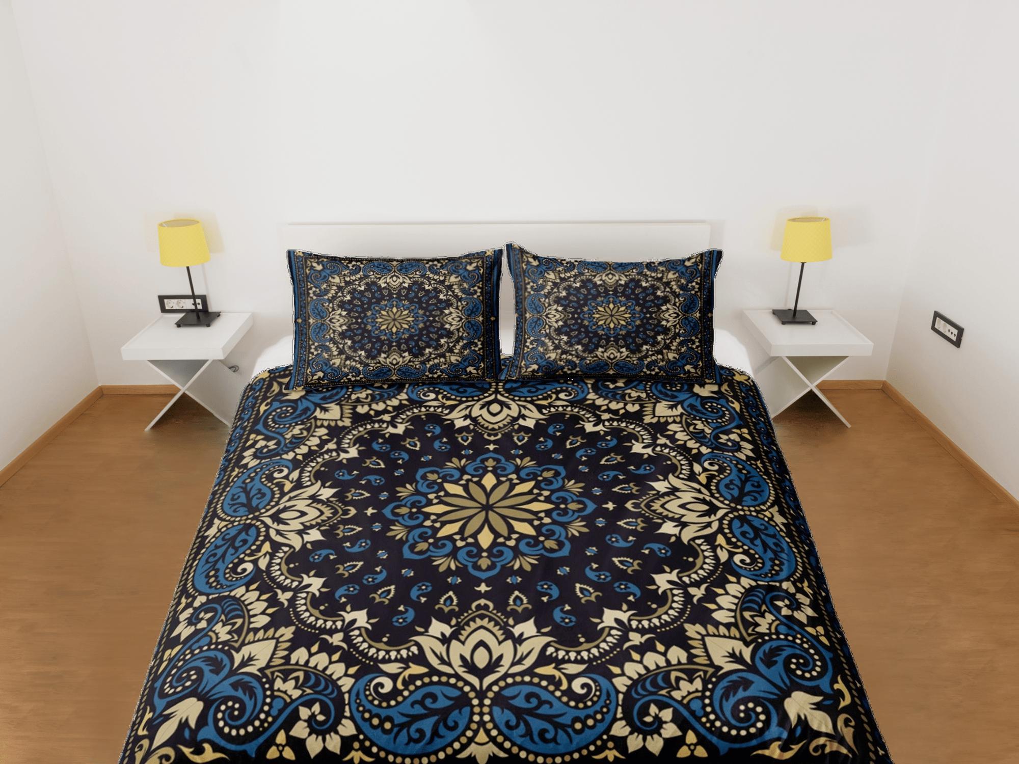 daintyduvet Mandala Bohemian Duvet Cover Set Black Bedspread, Dorm Bedding with Pillowcase