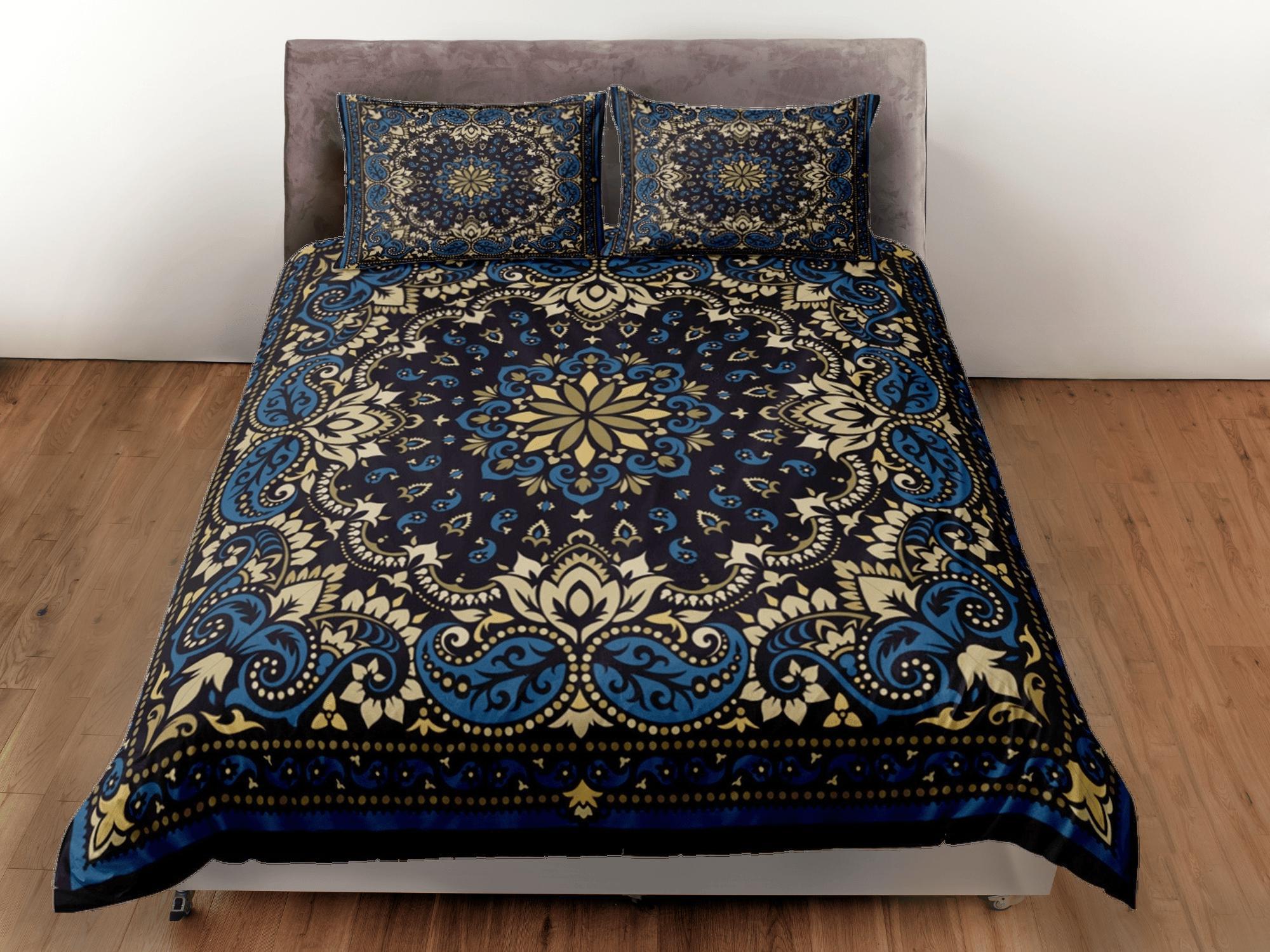 daintyduvet Mandala Bohemian Duvet Cover Set Black Bedspread, Dorm Bedding with Pillowcase