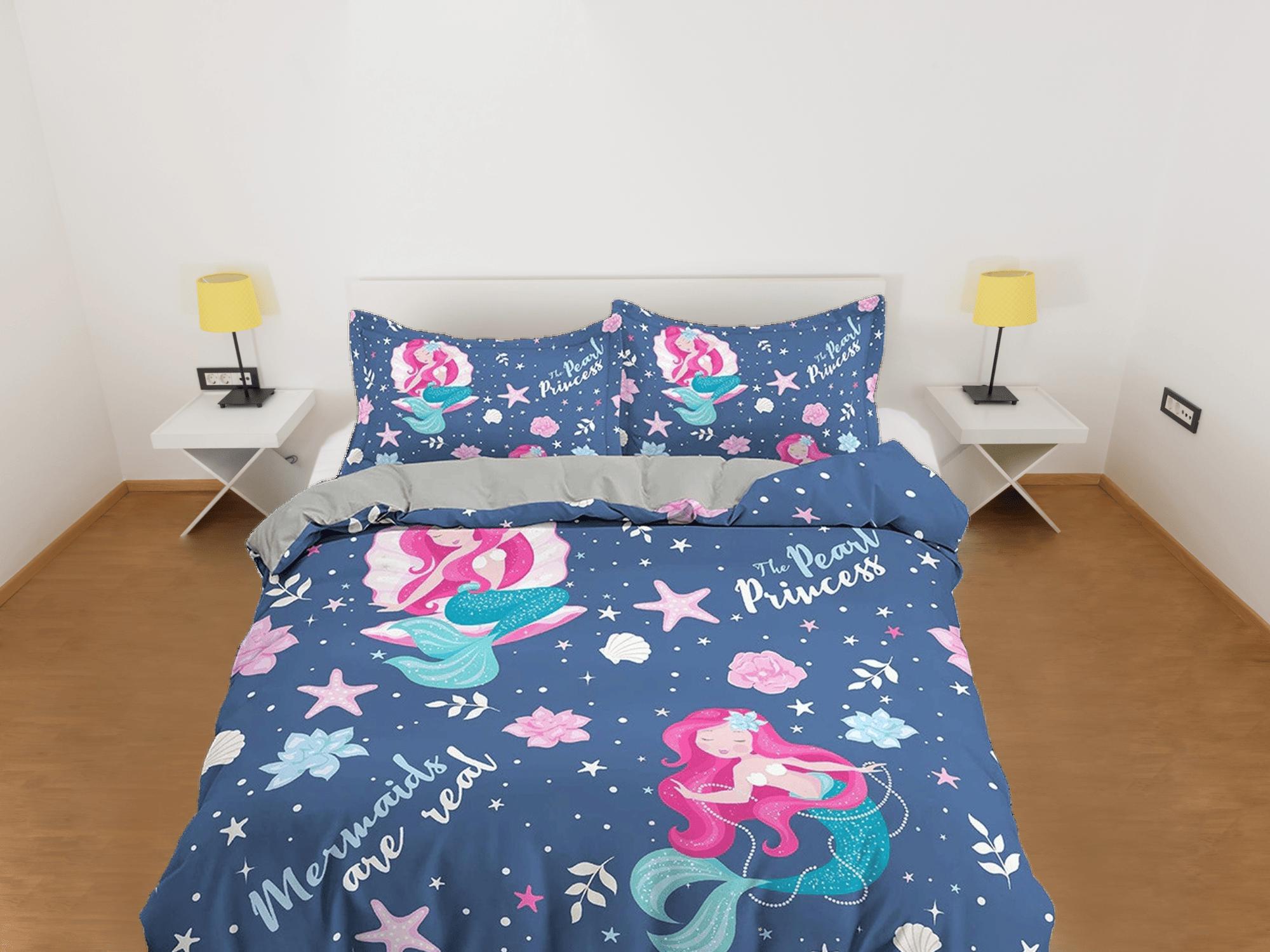 daintyduvet Mermaid Blue Bedding, Duvet Cover Set & Pillowcase, Zipper Bedding, Dorm Bedding, Teens Adult Duvet King Queen Full Twin Single