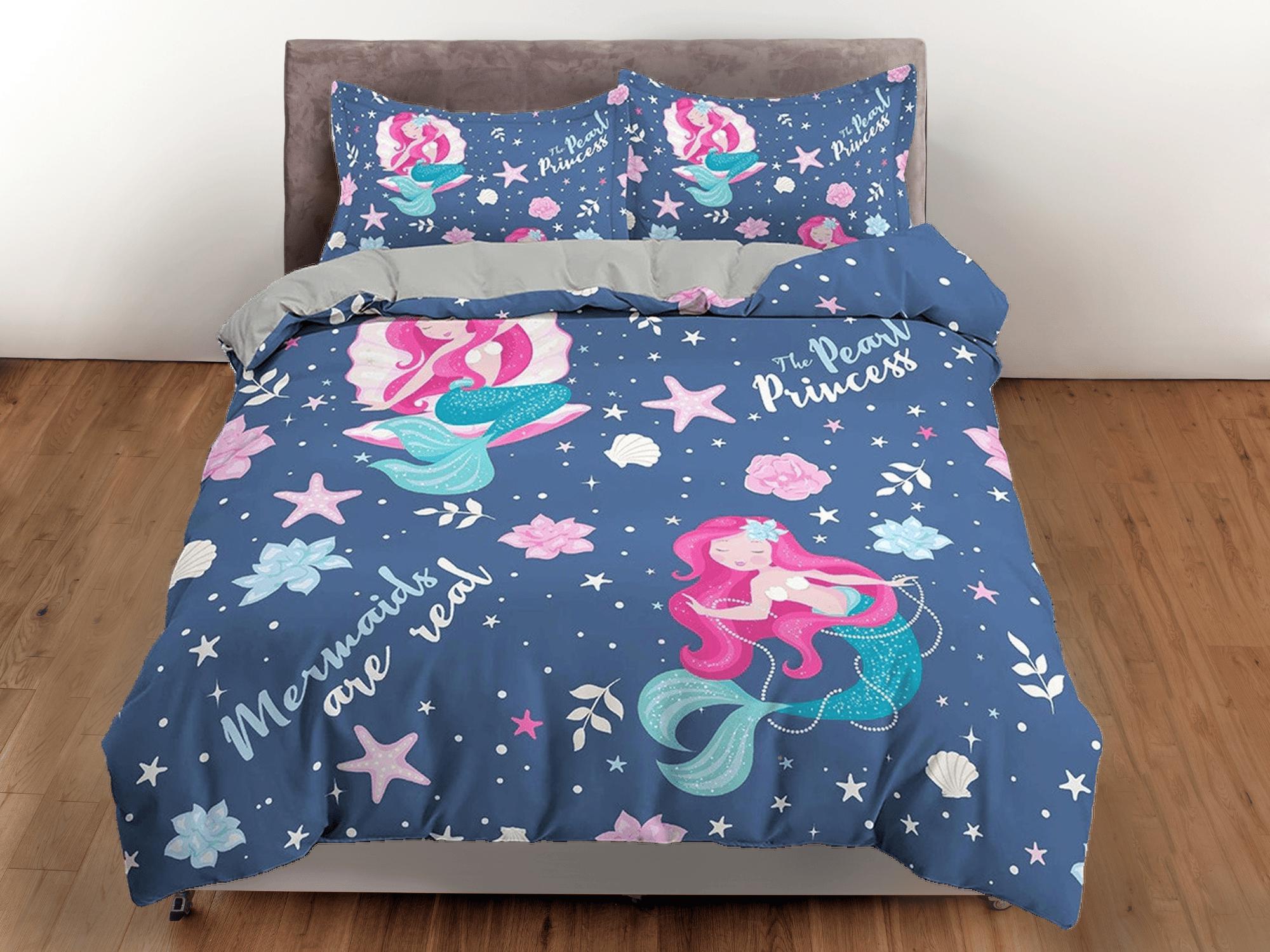 daintyduvet Mermaid Blue Bedding, Duvet Cover Set & Pillowcase, Zipper Bedding, Dorm Bedding, Teens Adult Duvet King Queen Full Twin Single