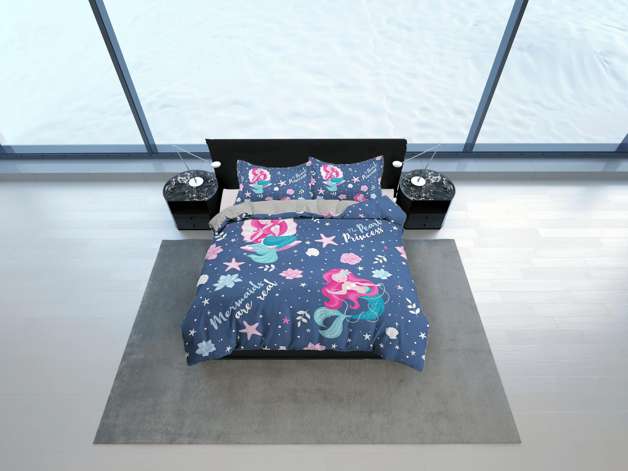 daintyduvet Mermaid Blue Bedding, Duvet Cover Set & Pillowcase, Zipper Bedding, Dorm Bedding, Teens Adult Duvet King Queen Full Twin Single