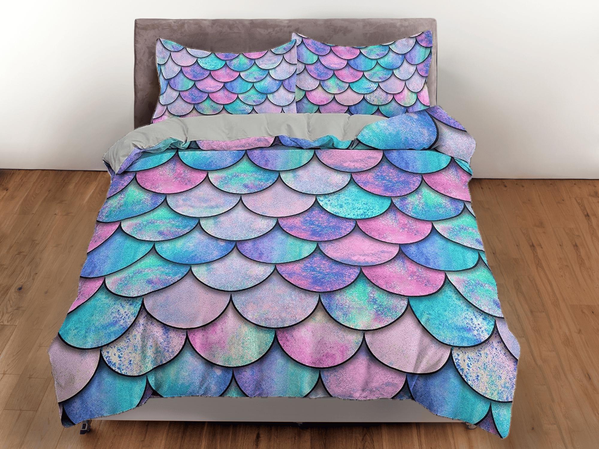 daintyduvet Mermaid Fish Scales Kids Duvet Cover Set, Colorful Toddler Bedding, Kids Bedroom, Cute Bedding, Duvet King Queen Full Twin Single