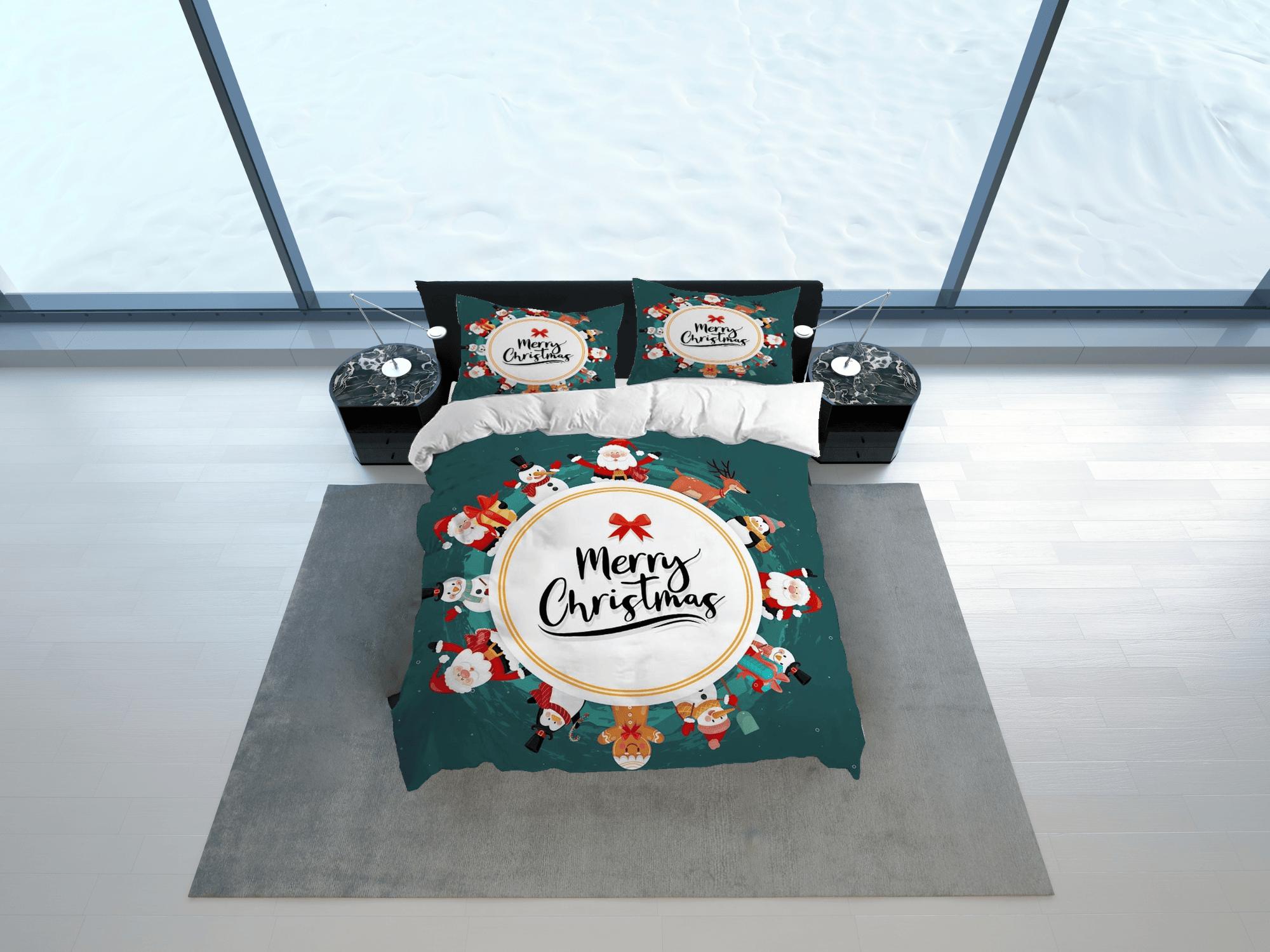 daintyduvet Merry christmas green duvet cover set christmas full size bedding & pillowcase, college bedding, crib toddler bedding, holiday gift