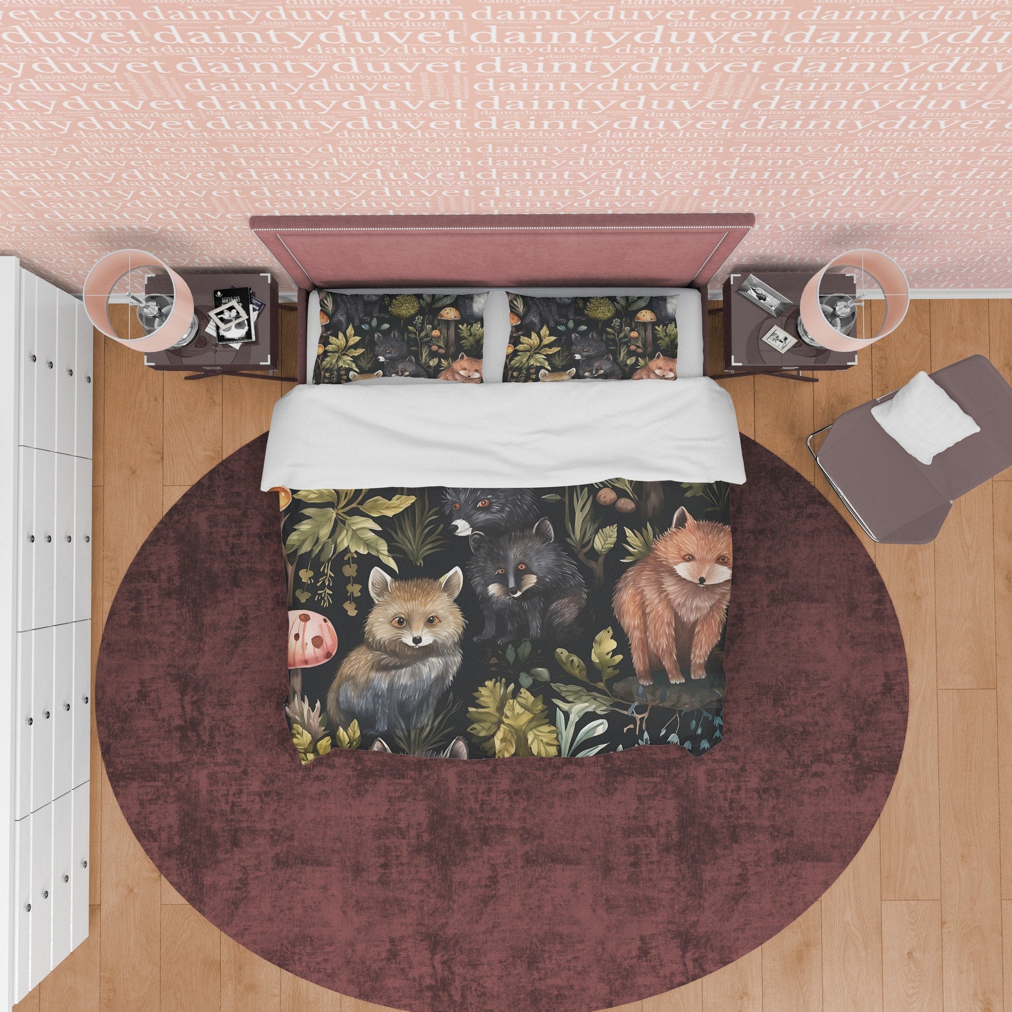 Midnight Cat Duvet Cover Set, Scary Haunted Forest Aesthetic Zipper Bedding, Halloween Room Decor, Spooky Dark Night Blanket Cover