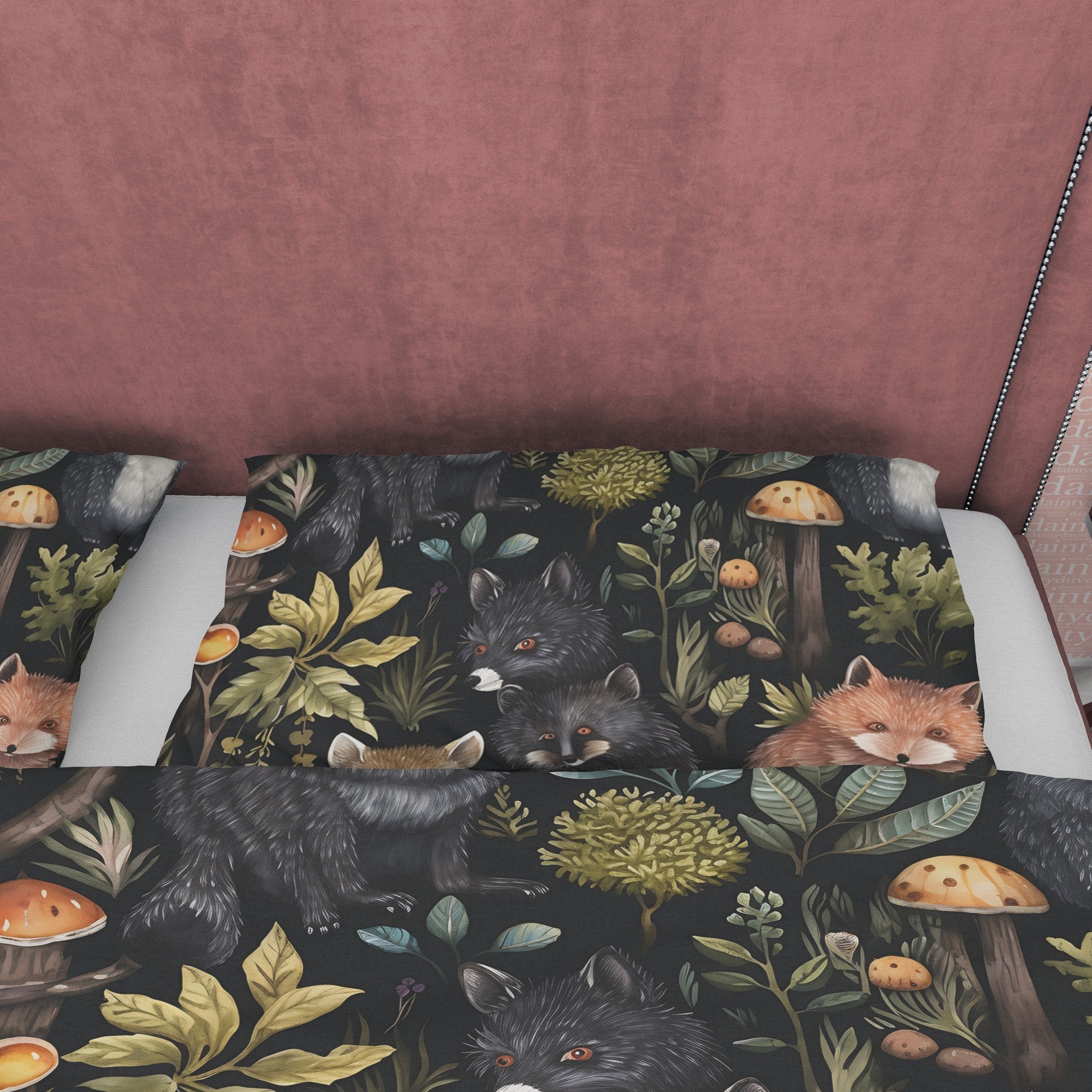 Midnight Cat Duvet Cover Set, Scary Haunted Forest Aesthetic Zipper Bedding, Halloween Room Decor, Spooky Dark Night Blanket Cover