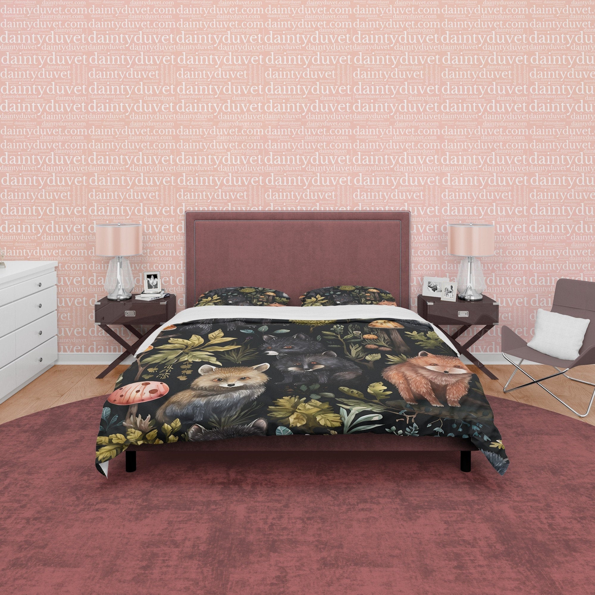 Midnight Cat Duvet Cover Set, Scary Haunted Forest Aesthetic Zipper Bedding, Halloween Room Decor, Spooky Dark Night Blanket Cover