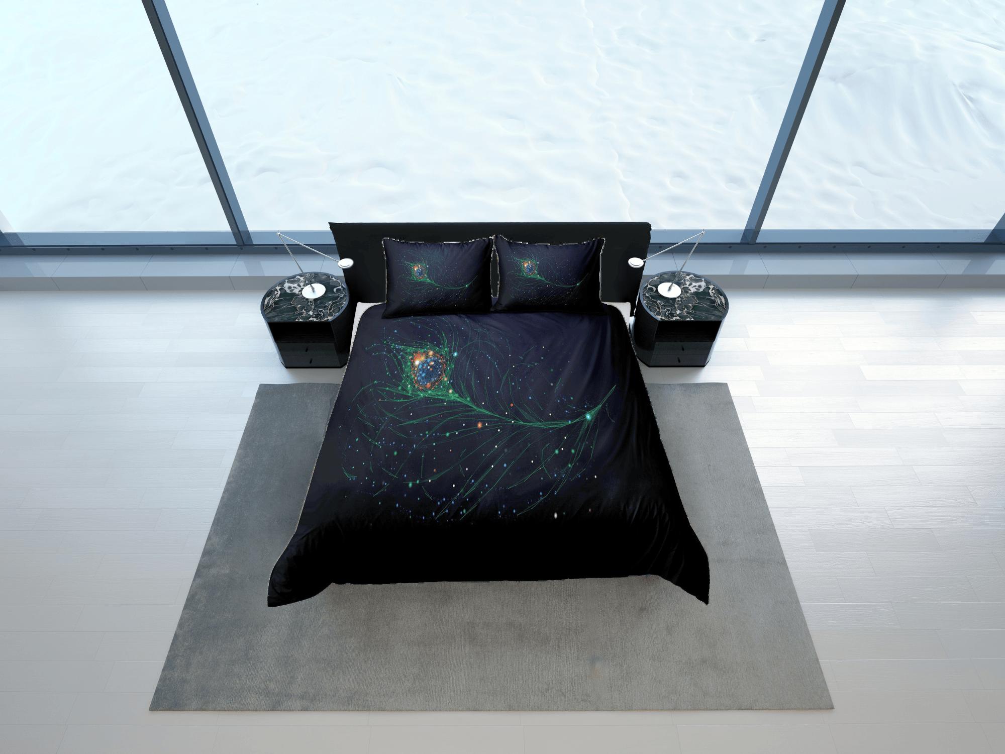 daintyduvet Minimalist bedding with peacock decor aesthetic bedding set full, luxury duvet cover queen, king, boho duvet, designer bedding