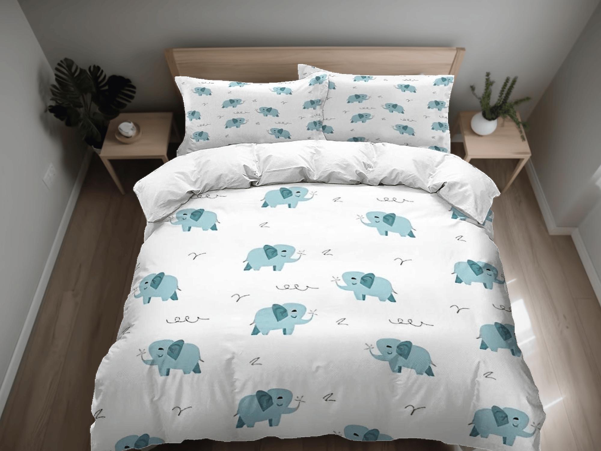 daintyduvet Minimalist elephant bedding cute duvet cover set, kids bedding full, nursery bed decor, elephant baby shower, toddler bedding