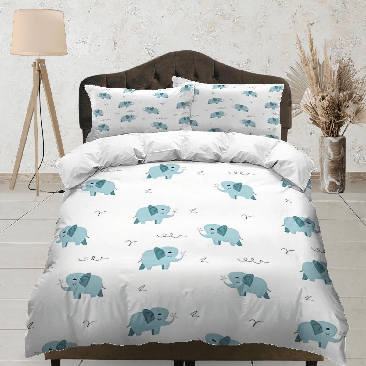 daintyduvet Minimalist elephant bedding cute duvet cover set, kids bedding full, nursery bed decor, elephant baby shower, toddler bedding