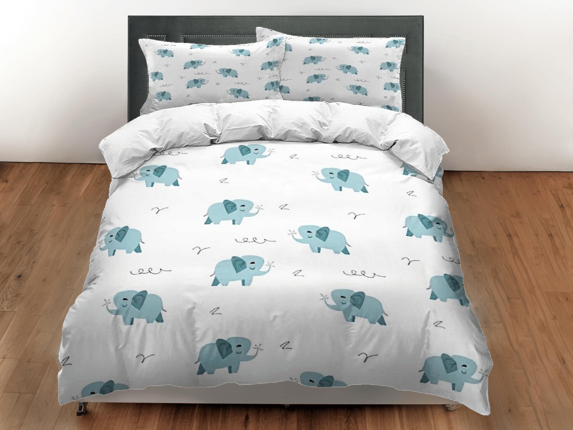 daintyduvet Minimalist elephant bedding cute duvet cover set, kids bedding full, nursery bed decor, elephant baby shower, toddler bedding