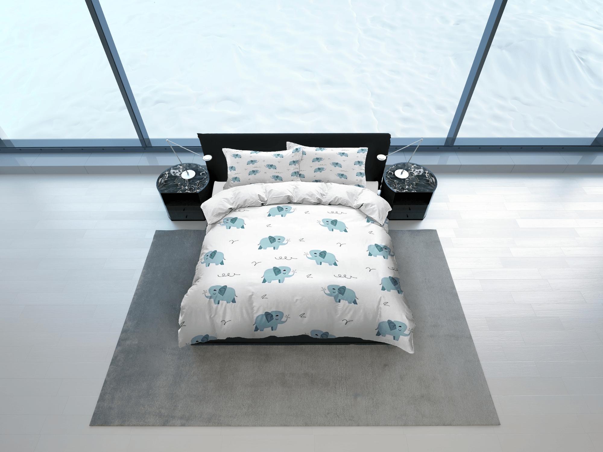 daintyduvet Minimalist elephant bedding cute duvet cover set, kids bedding full, nursery bed decor, elephant baby shower, toddler bedding