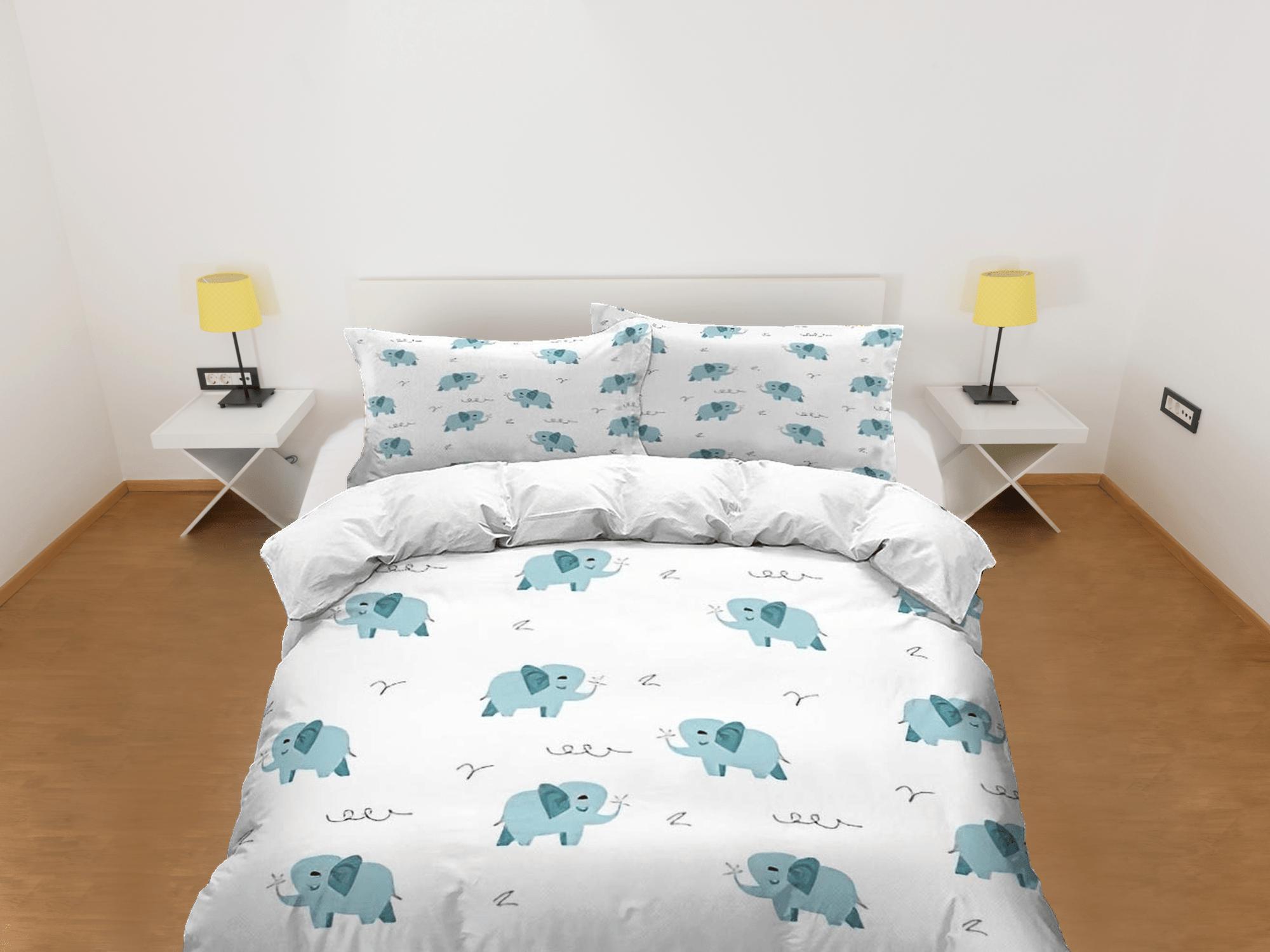 daintyduvet Minimalist elephant bedding cute duvet cover set, kids bedding full, nursery bed decor, elephant baby shower, toddler bedding