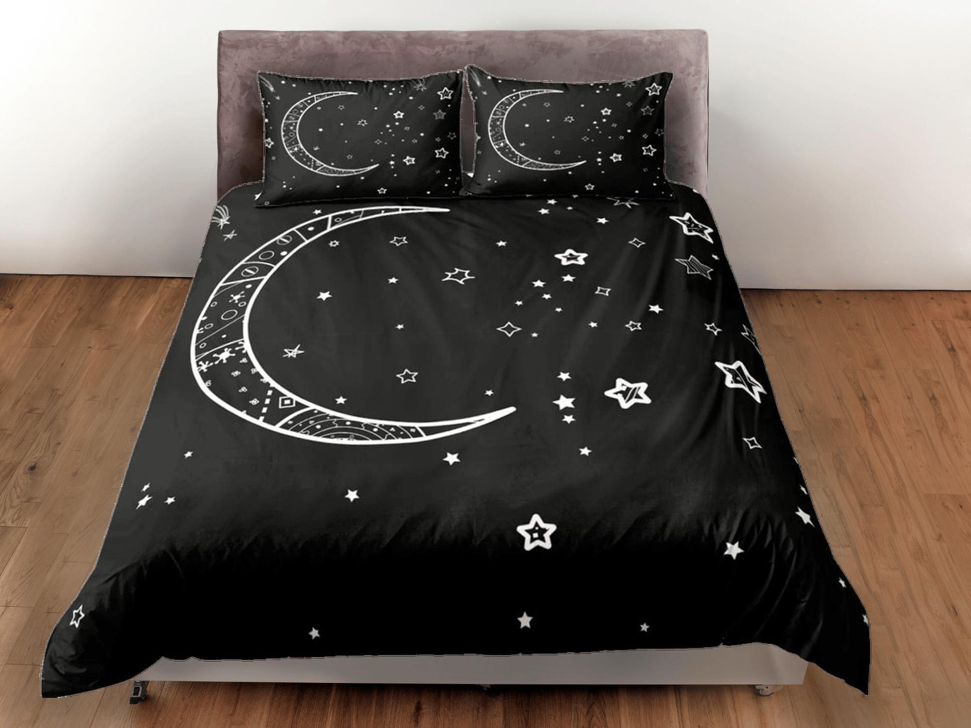 daintyduvet Minimalist Moon Stars Galaxy Duvet Cover Set Bedspread, Dorm Bedding & Pillowcase