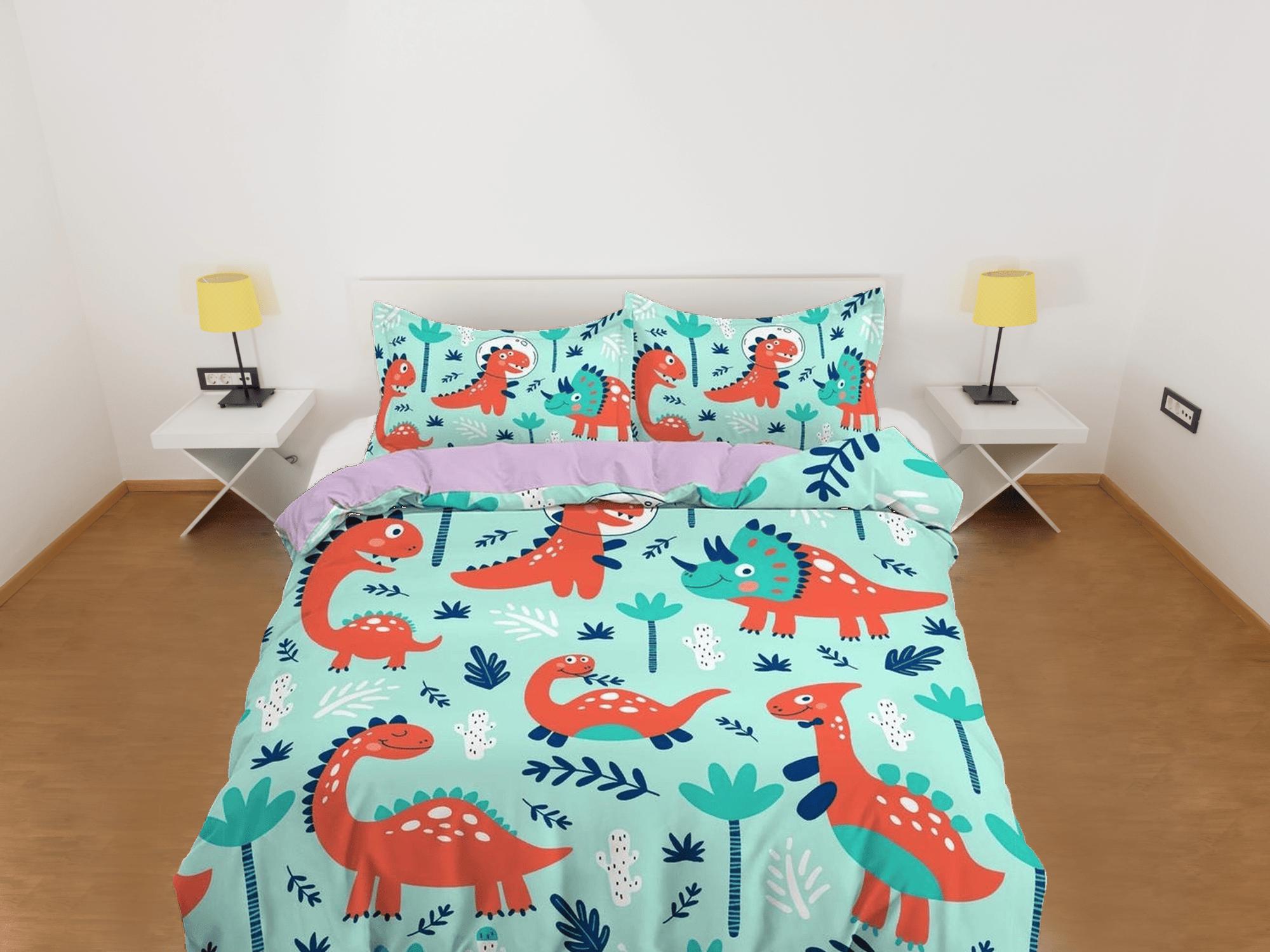 daintyduvet Mint green dinosaur bedding, kids bedding full, cute duvet cover set, dinosaur nursery bed decor, colorful bedding, baby dinosaur, toddler