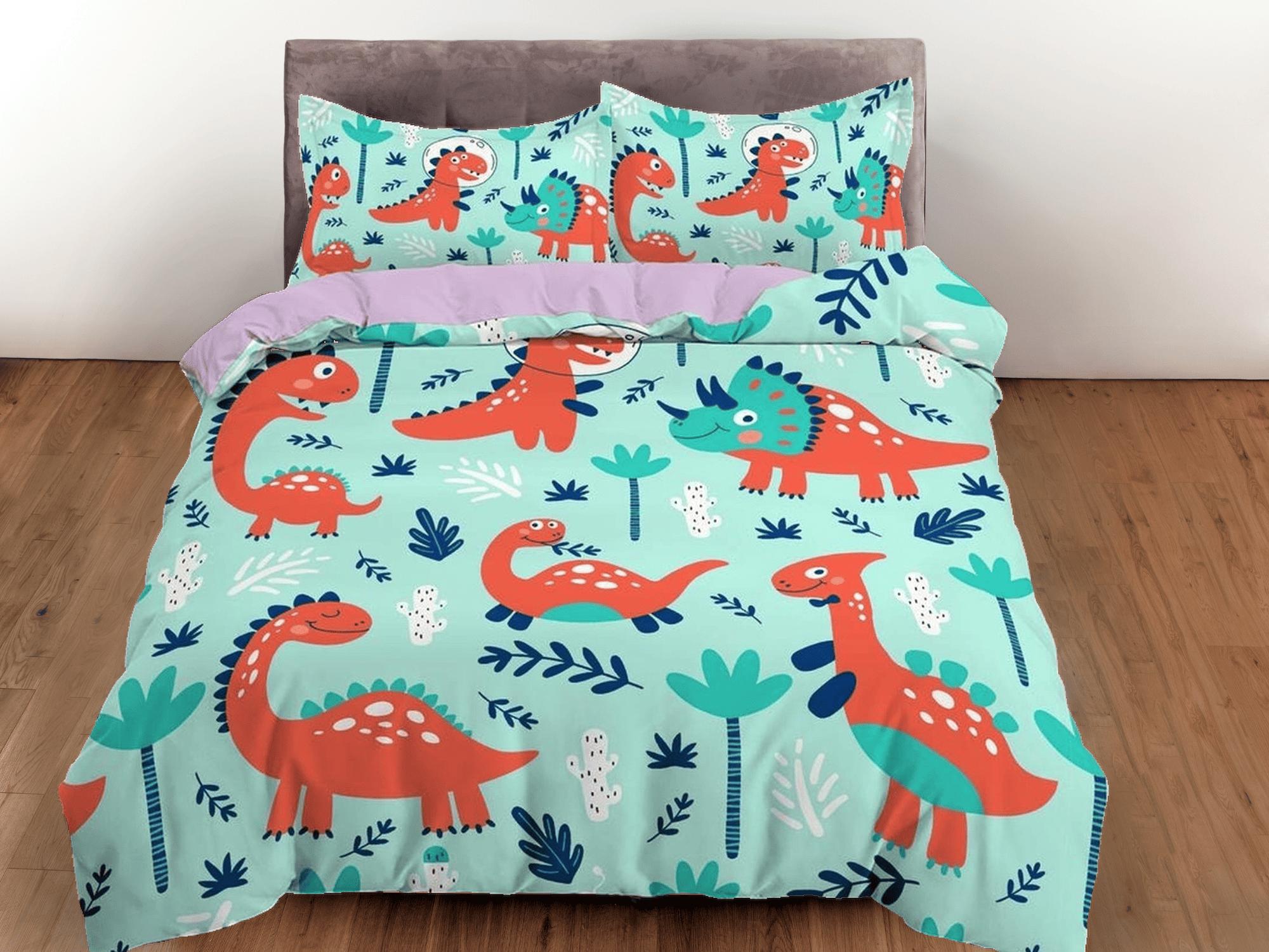 daintyduvet Mint green dinosaur bedding, kids bedding full, cute duvet cover set, dinosaur nursery bed decor, colorful bedding, baby dinosaur, toddler