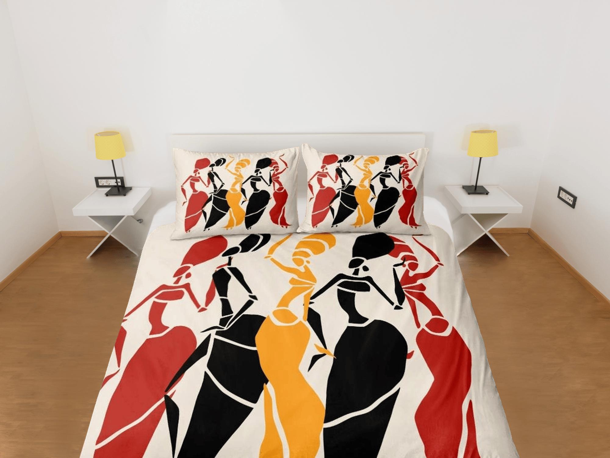 daintyduvet Modern afro women african bedding set duvet cover, boho bedding ethnic tribal designs, afrocentric designer bedding, south african gift