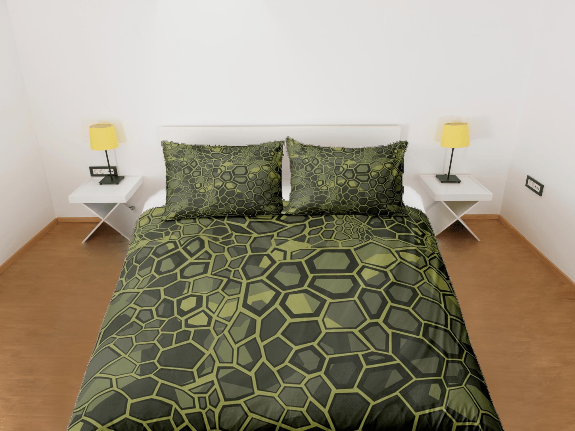 daintyduvet Modern Geometric Army Green Duvet Cover Colorful Dorm Bedding Set Full Abstract Design King Duvet Cover Queen Duvet Bedspread