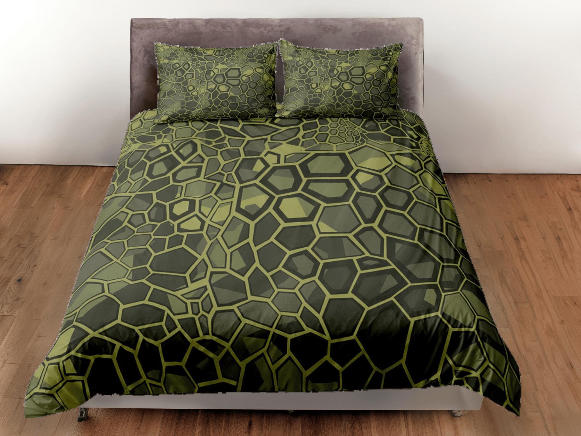 daintyduvet Modern Geometric Army Green Duvet Cover Colorful Dorm Bedding Set Full Abstract Design King Duvet Cover Queen Duvet Bedspread